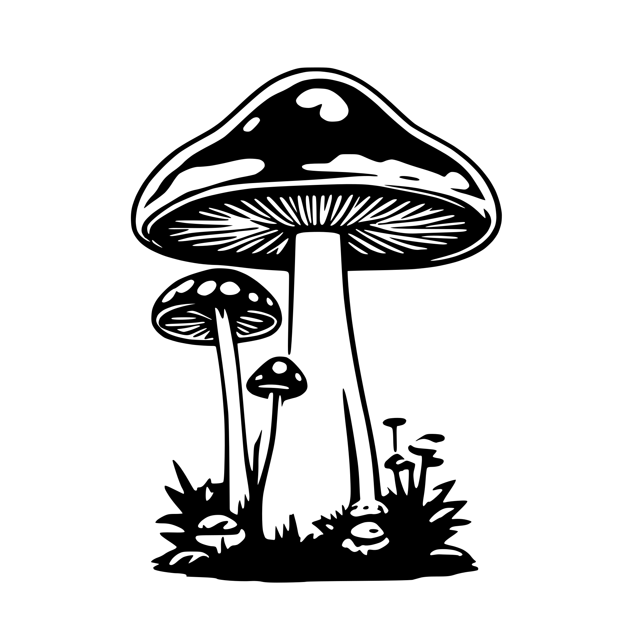 AI-generated SVG of 'kawaii with eyes and mouth mushroom'