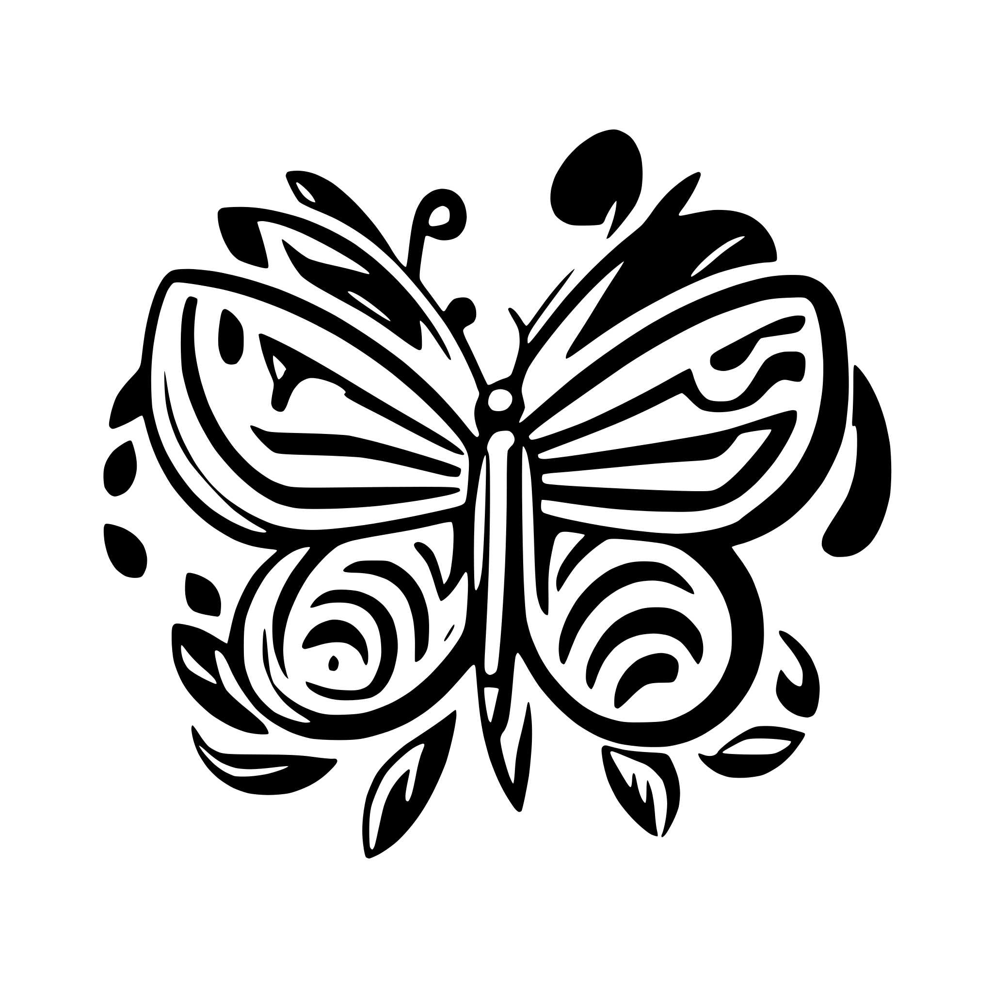 AI-generated SVG of a abstract tribal symmetrical butterfly