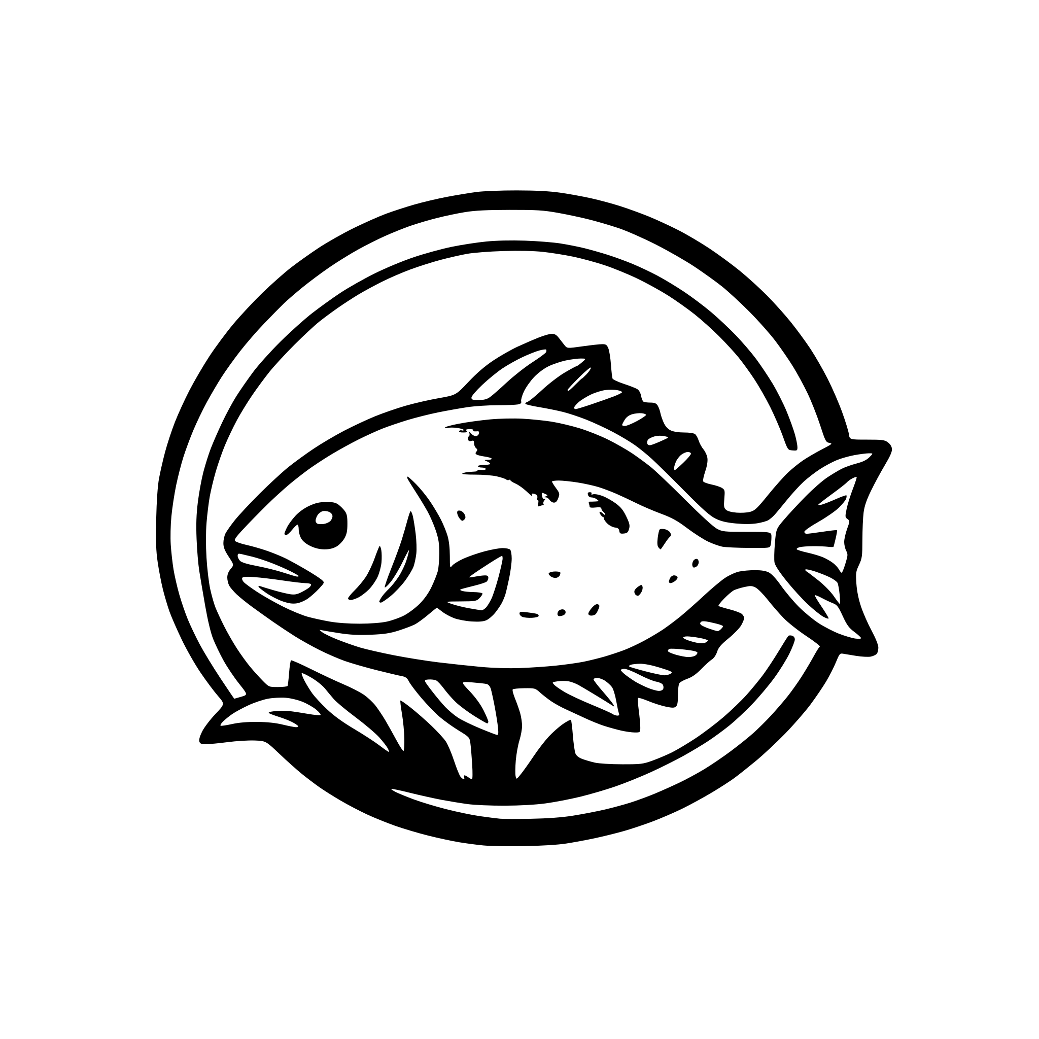 AI-generated SVG of a A red snapper but only the outlines and a more abstract depiction as it is a logo, only the fish no extras, red color outlines