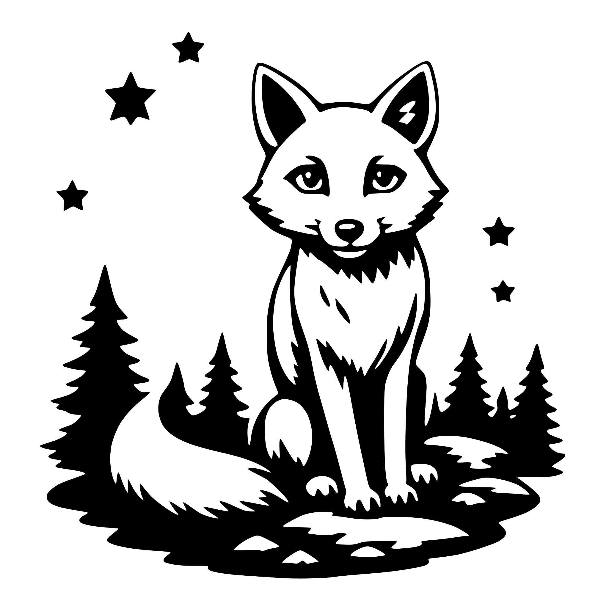 AI-generated SVG of a fox and stars