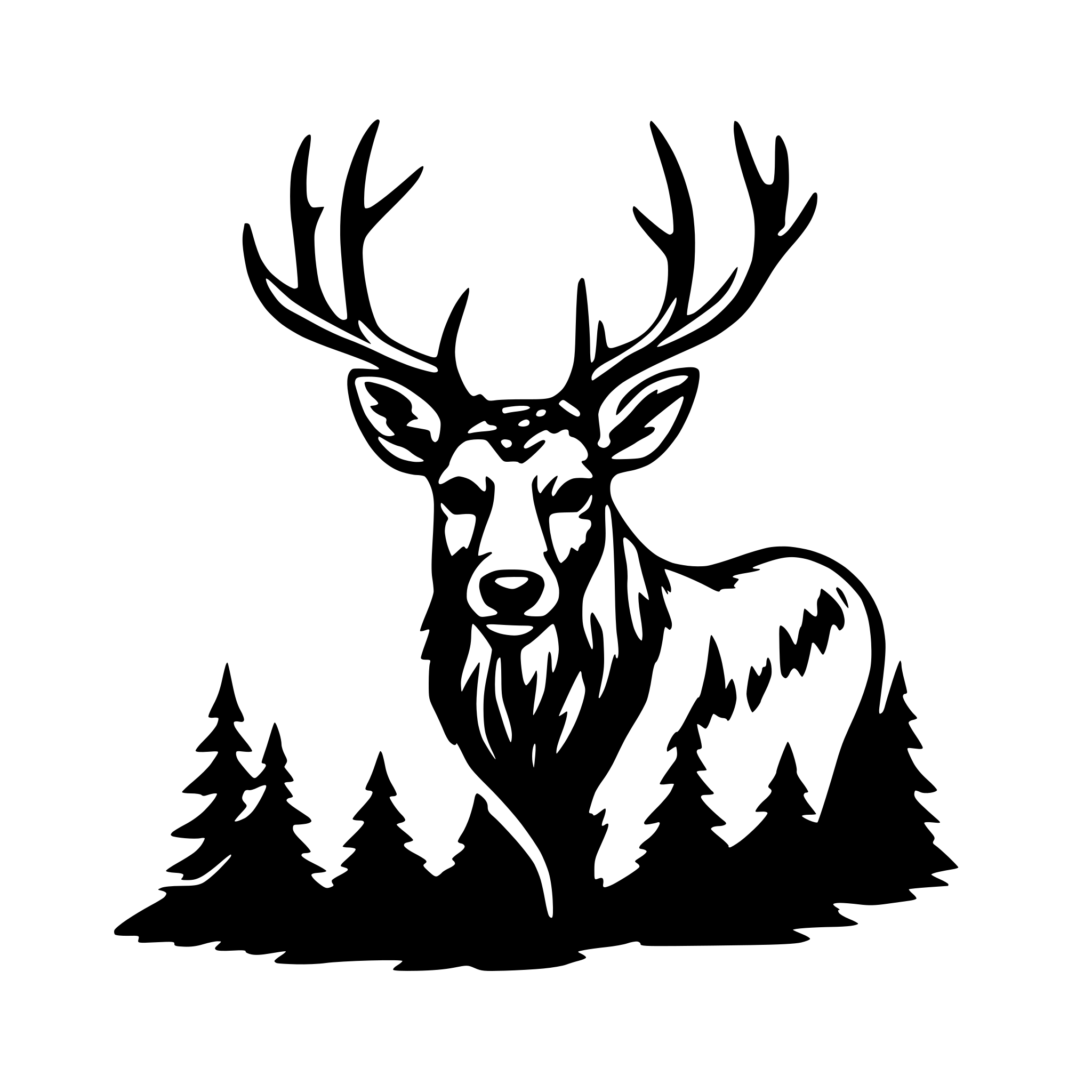 AI-generated SVG of a bearded deer with big antlers