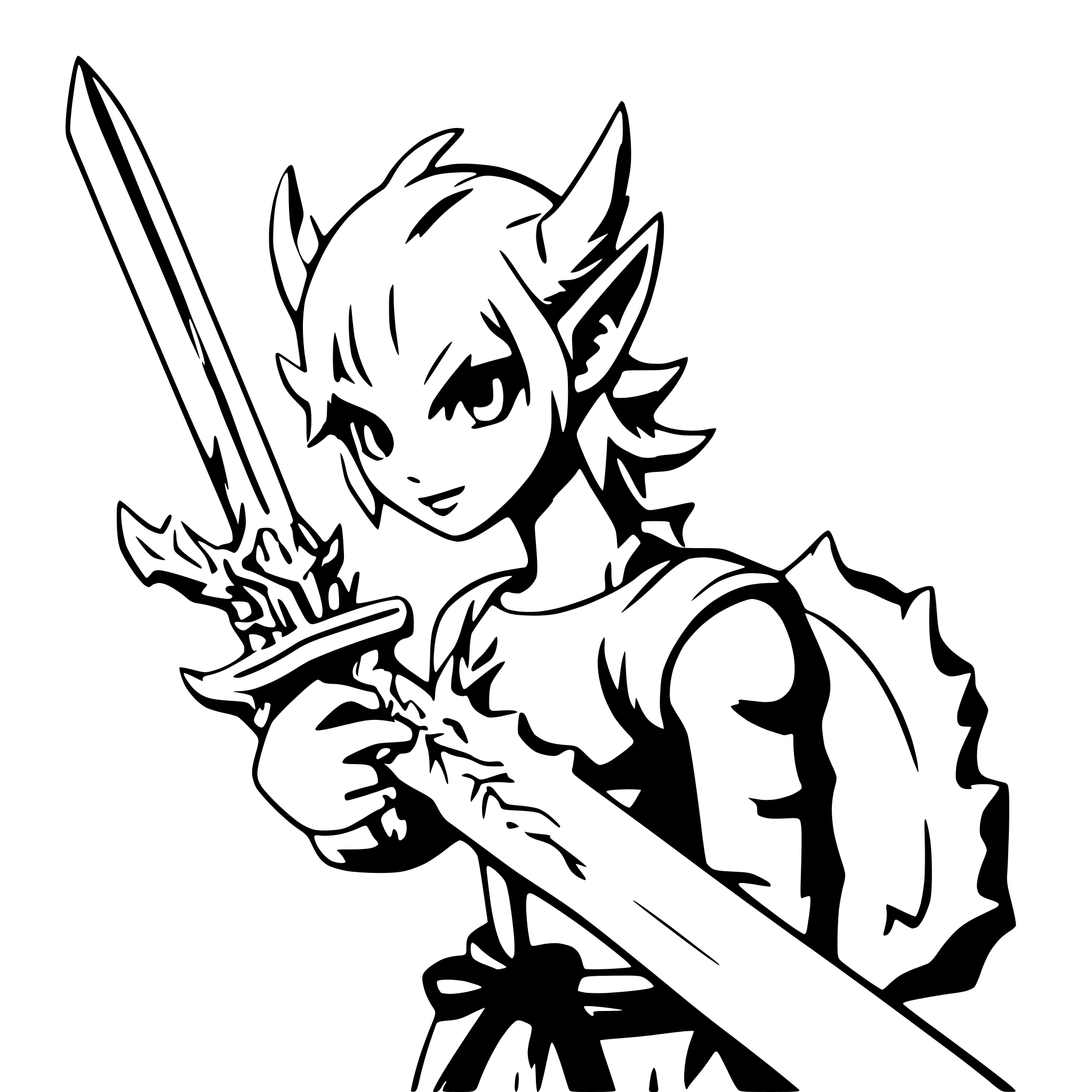 AI-generated SVG of 'dragon curled around sword'