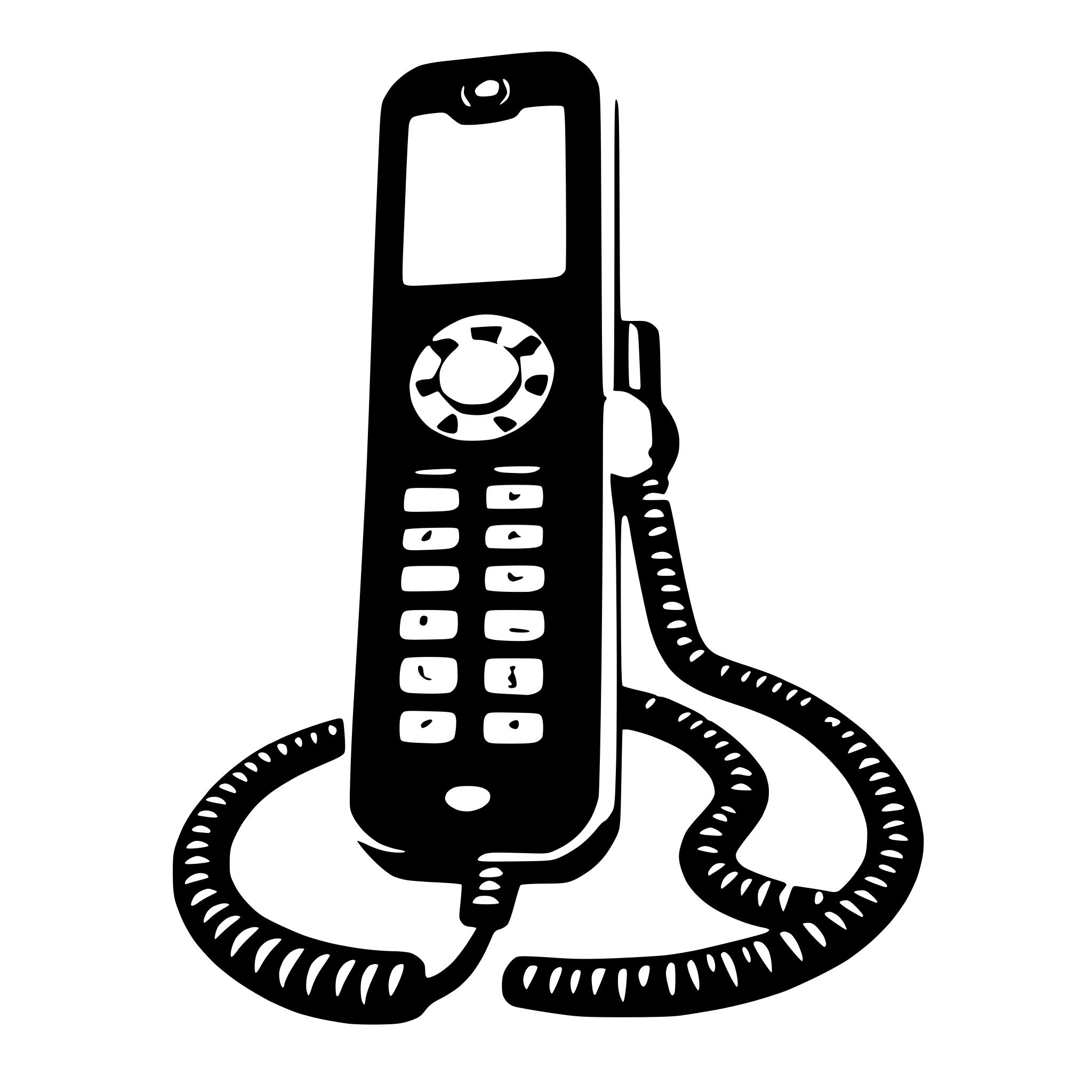 AI-generated SVG of 'a phone receiver, diagonally from bottom left to top right, slightly turned towards receiver'