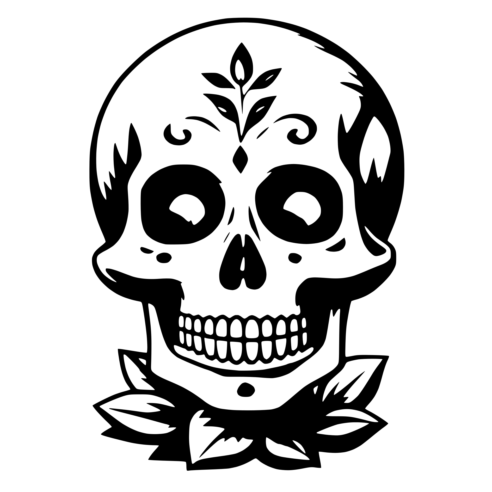 AI-generated SVG of a Flowers on the top of the skull