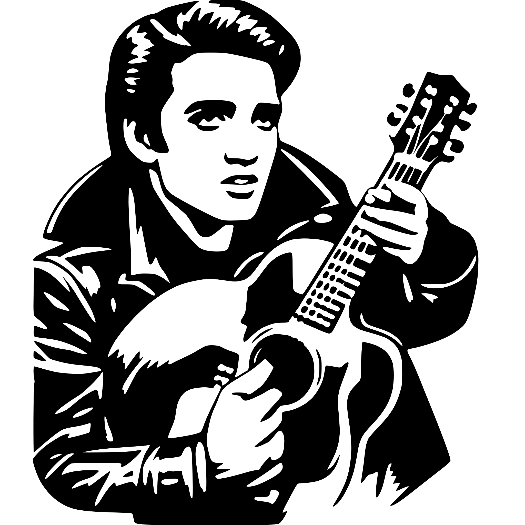 AI-generated SVG of a Elvis Presley with guitar, nostalgic