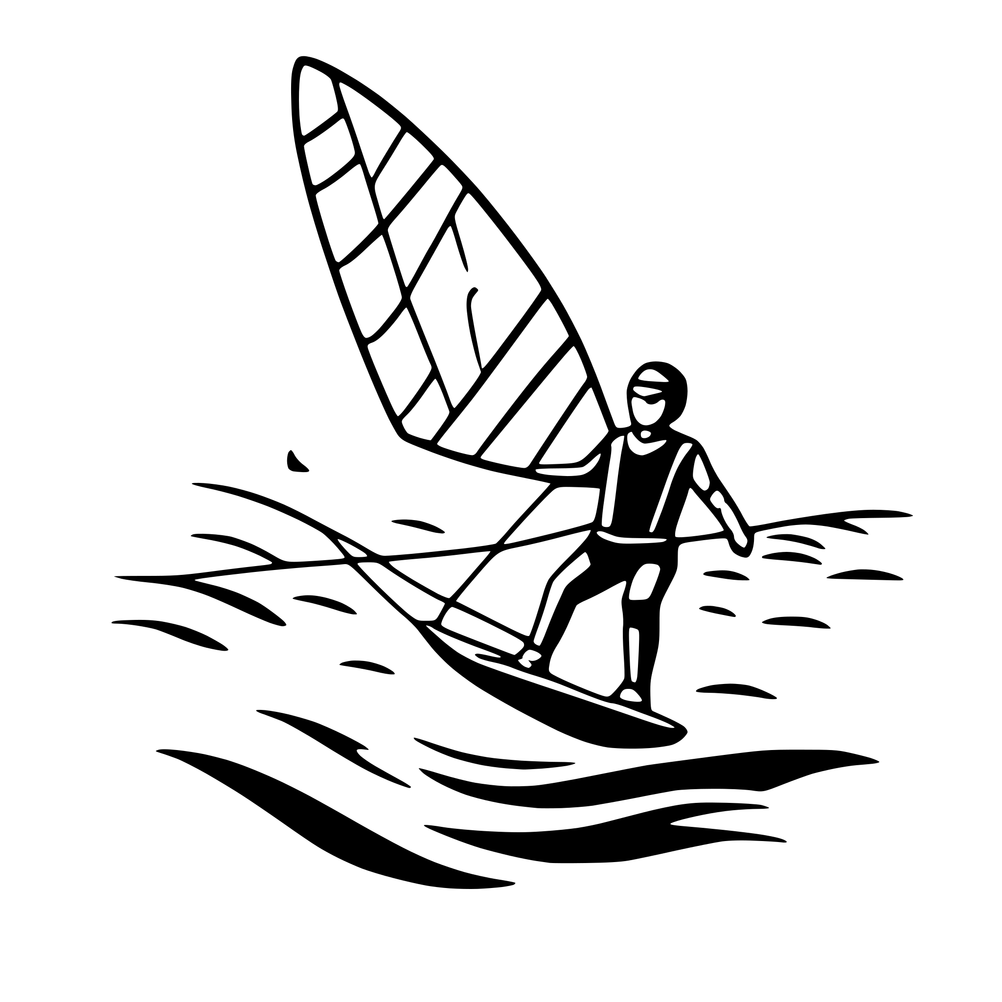 AI-generated SVG of 'kite surfer on waves'