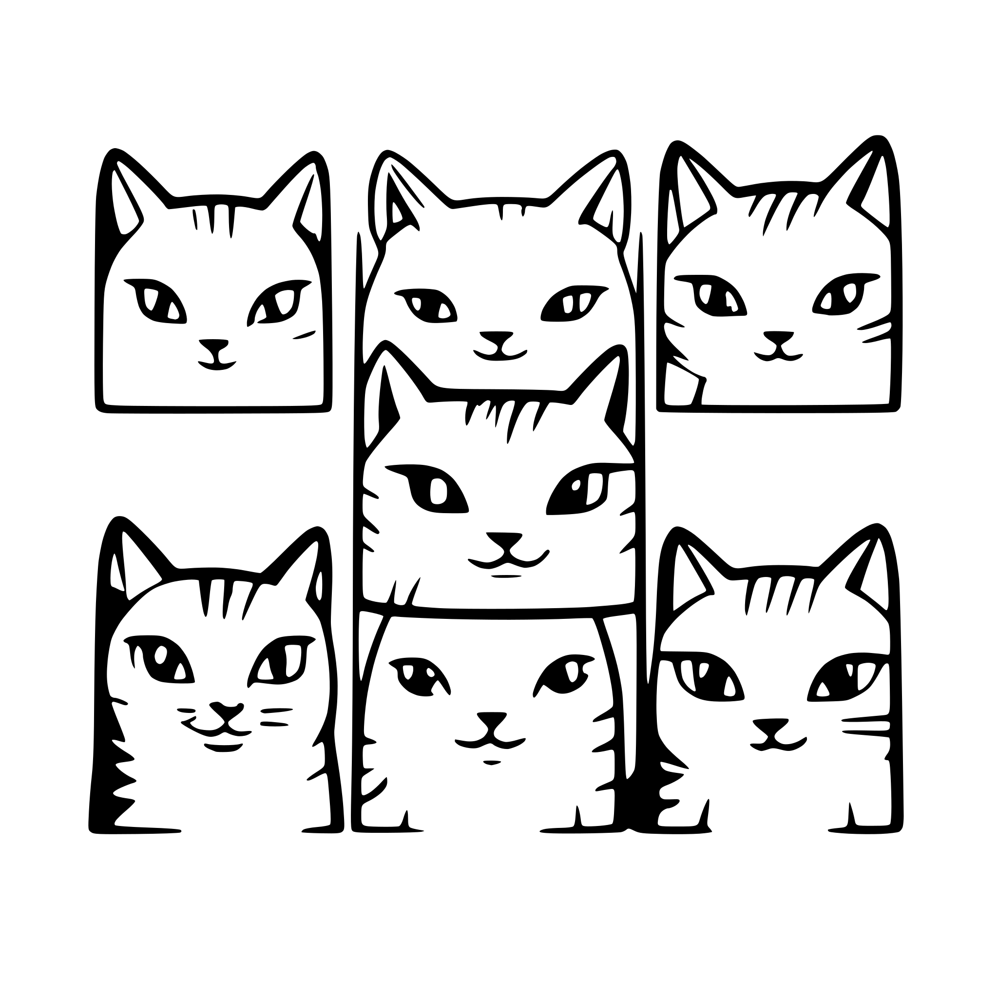 AI-generated SVG of a 9 cat heads arranged in a 3 by 3 square with different type of cats AI-generated SVG of a 9 cat heads arranged in a 3 by 3 square with different type of cats