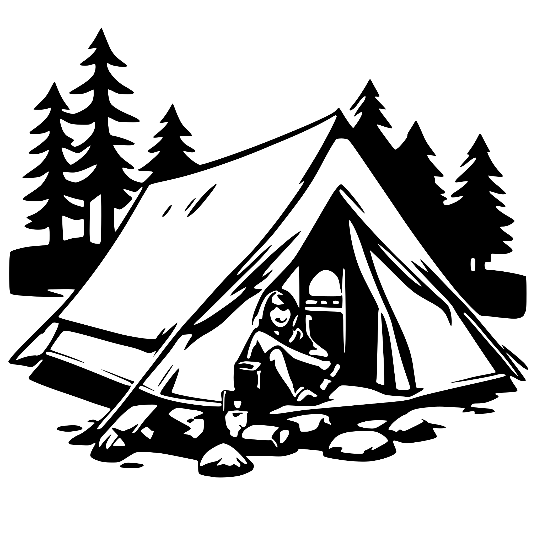AI-generated SVG of 'camping in a tent'