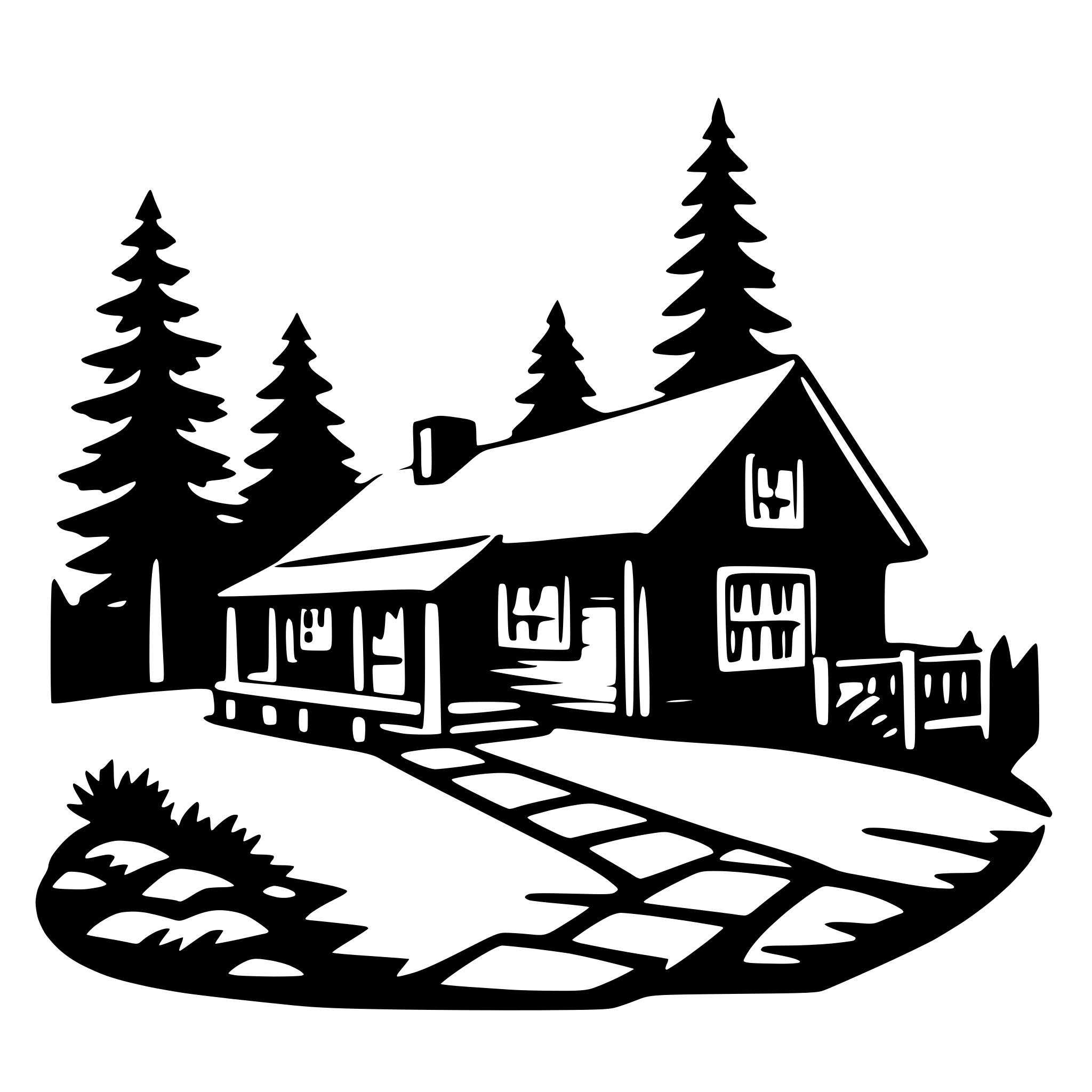 AI-generated SVG of 'mountain cabin'