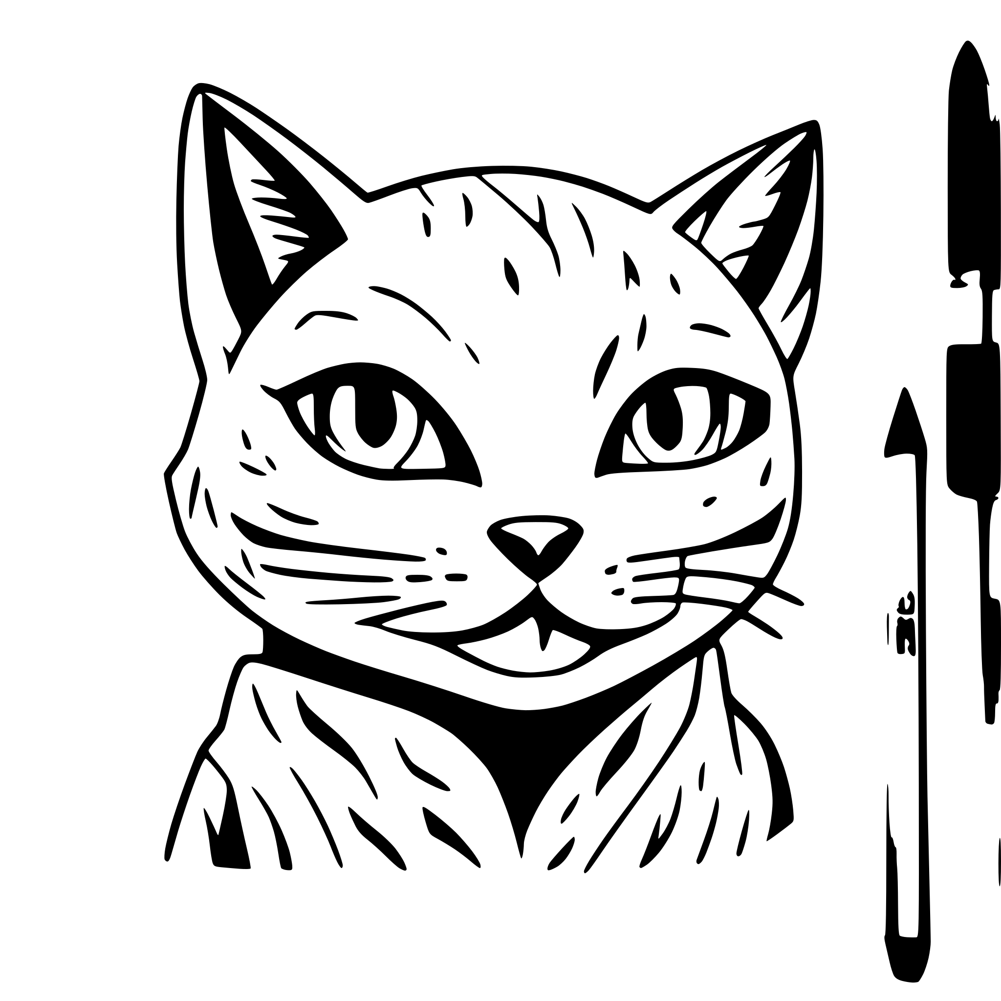 AI-generated SVG of a Cat mouth open in horror style