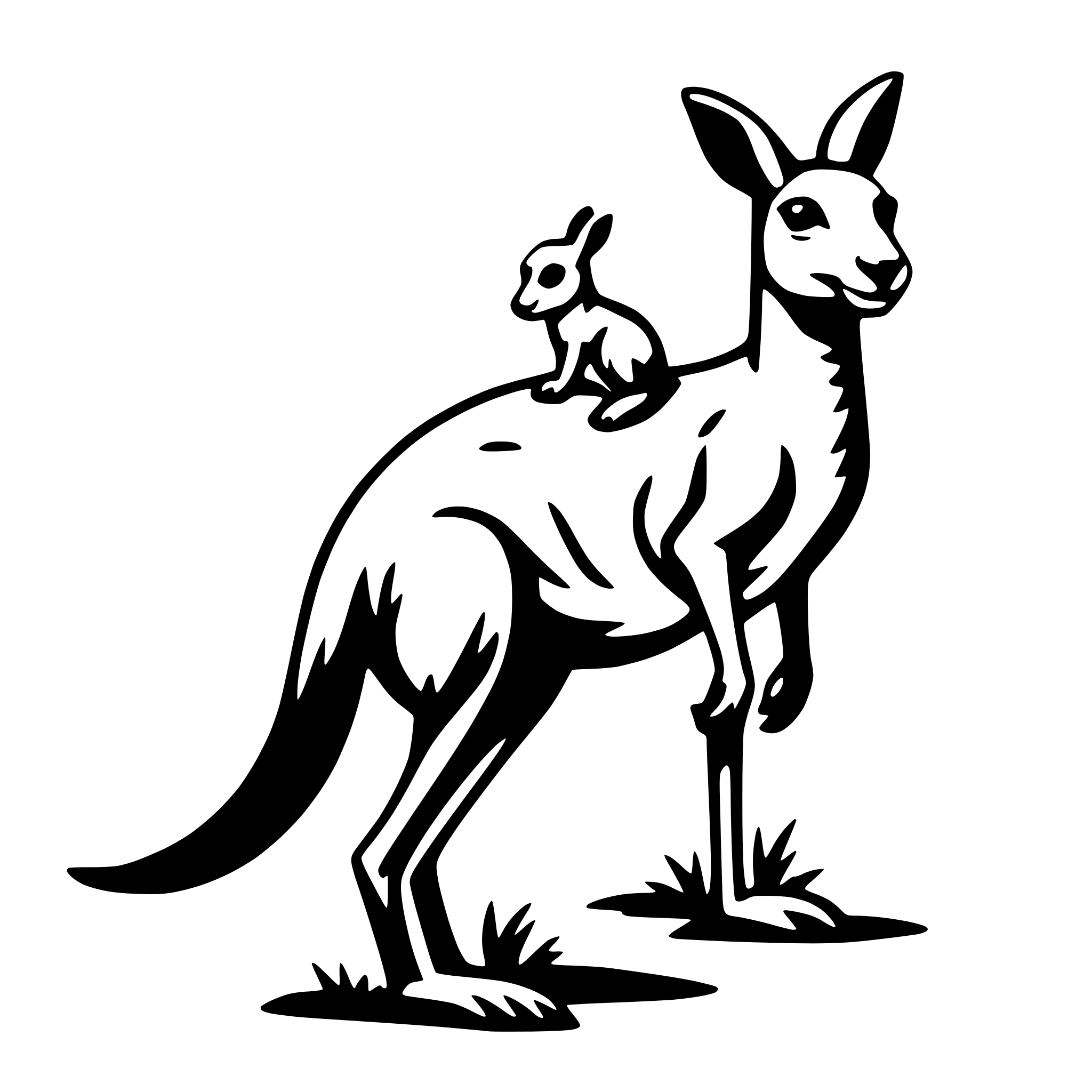 AI-generated SVG of a kangaroo with joey
