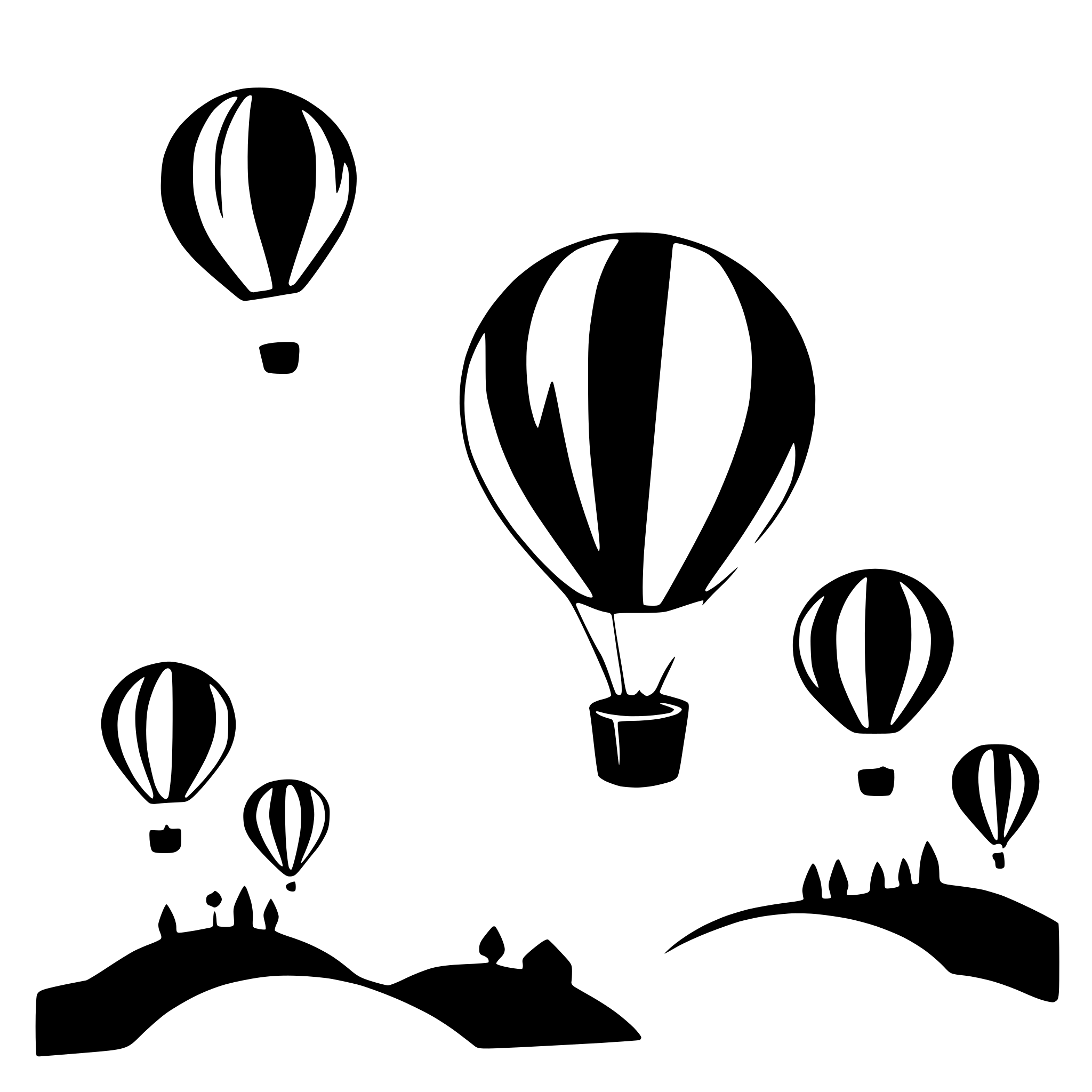 AI-generated SVG of 'balloon animals in the sky'