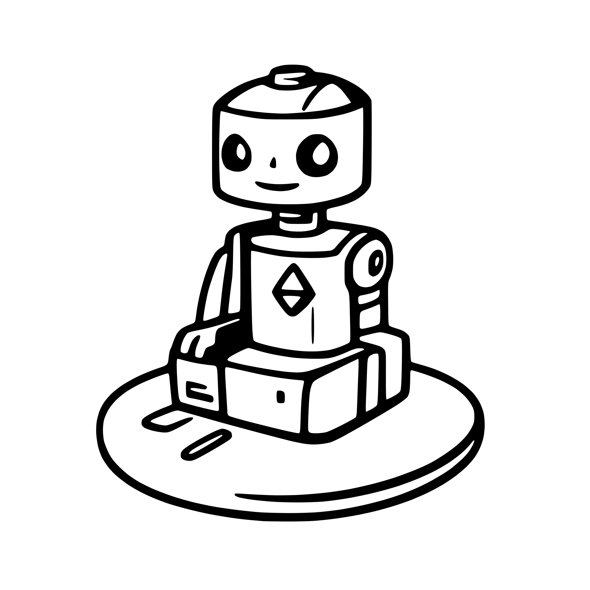 AI-generated SVG of a Robot icon, sitting on an island