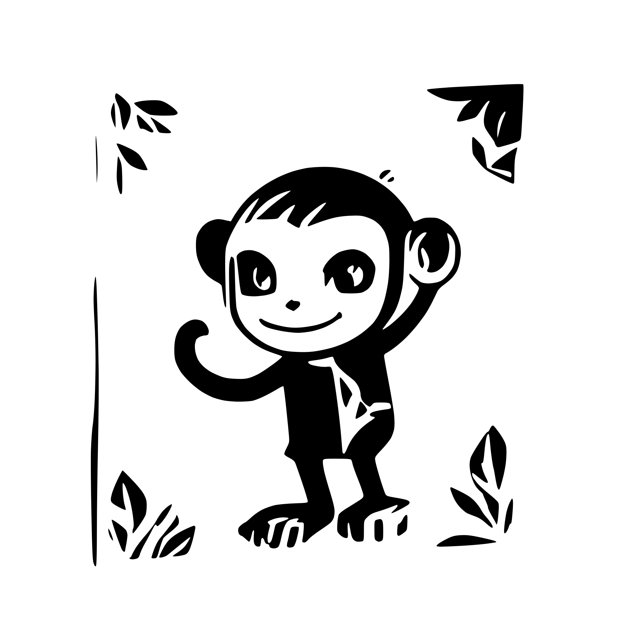 AI-generated SVG of a stencil where inner elements are connected to the outside for spraypaint monkey
