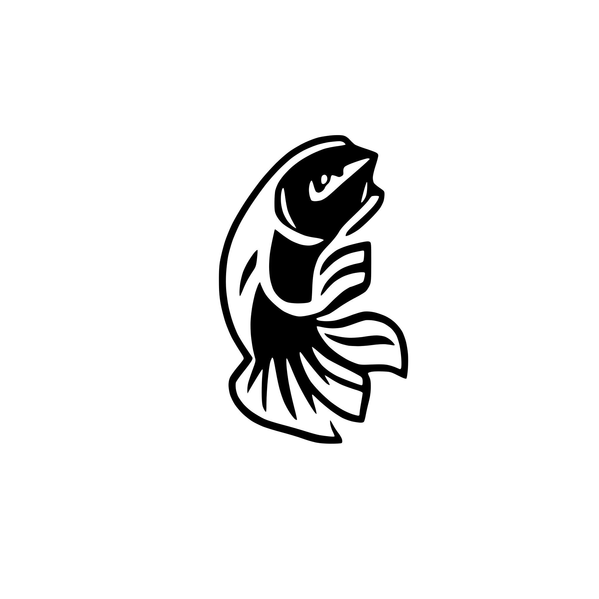 AI-generated SVG of a betta fish with large fin. head on top, rear fin on the bottom