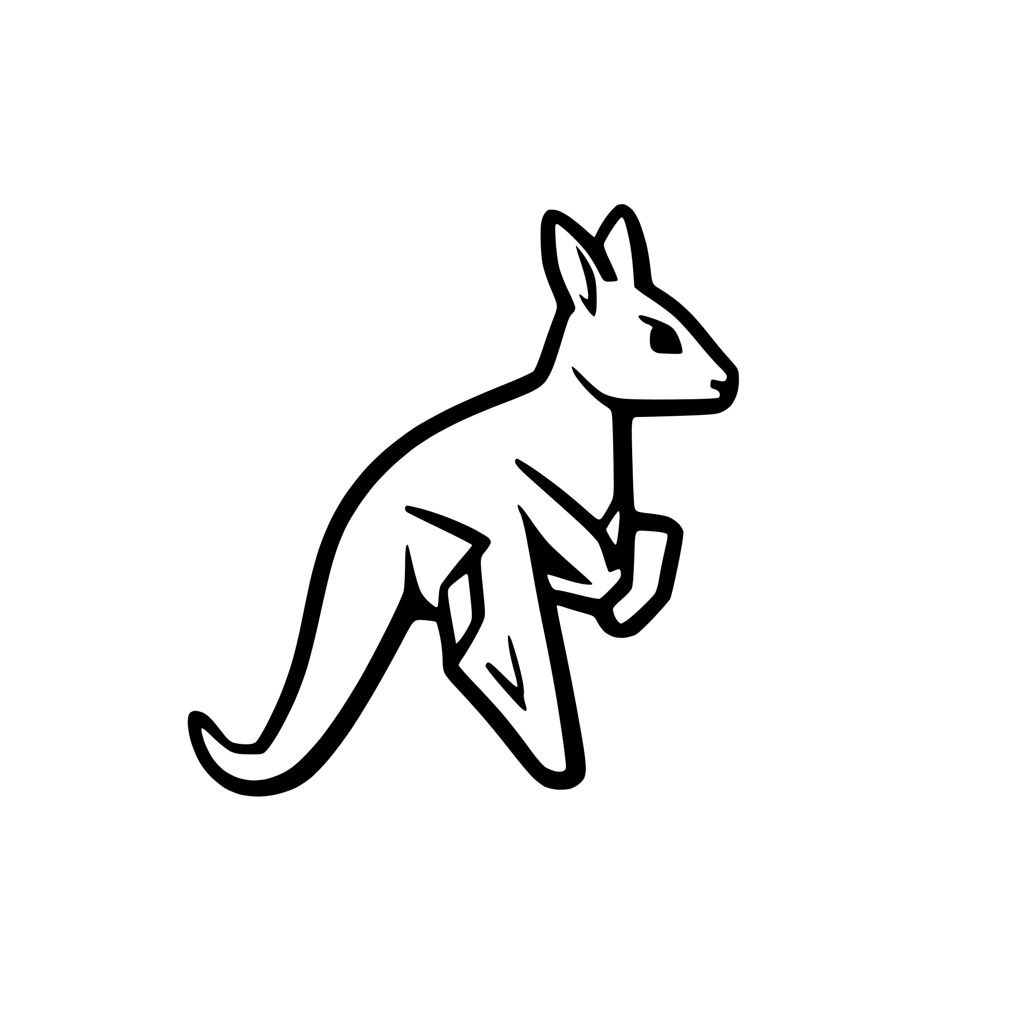 AI-generated SVG of a simple line art kangaroo jumping to the right viewed from the side profile