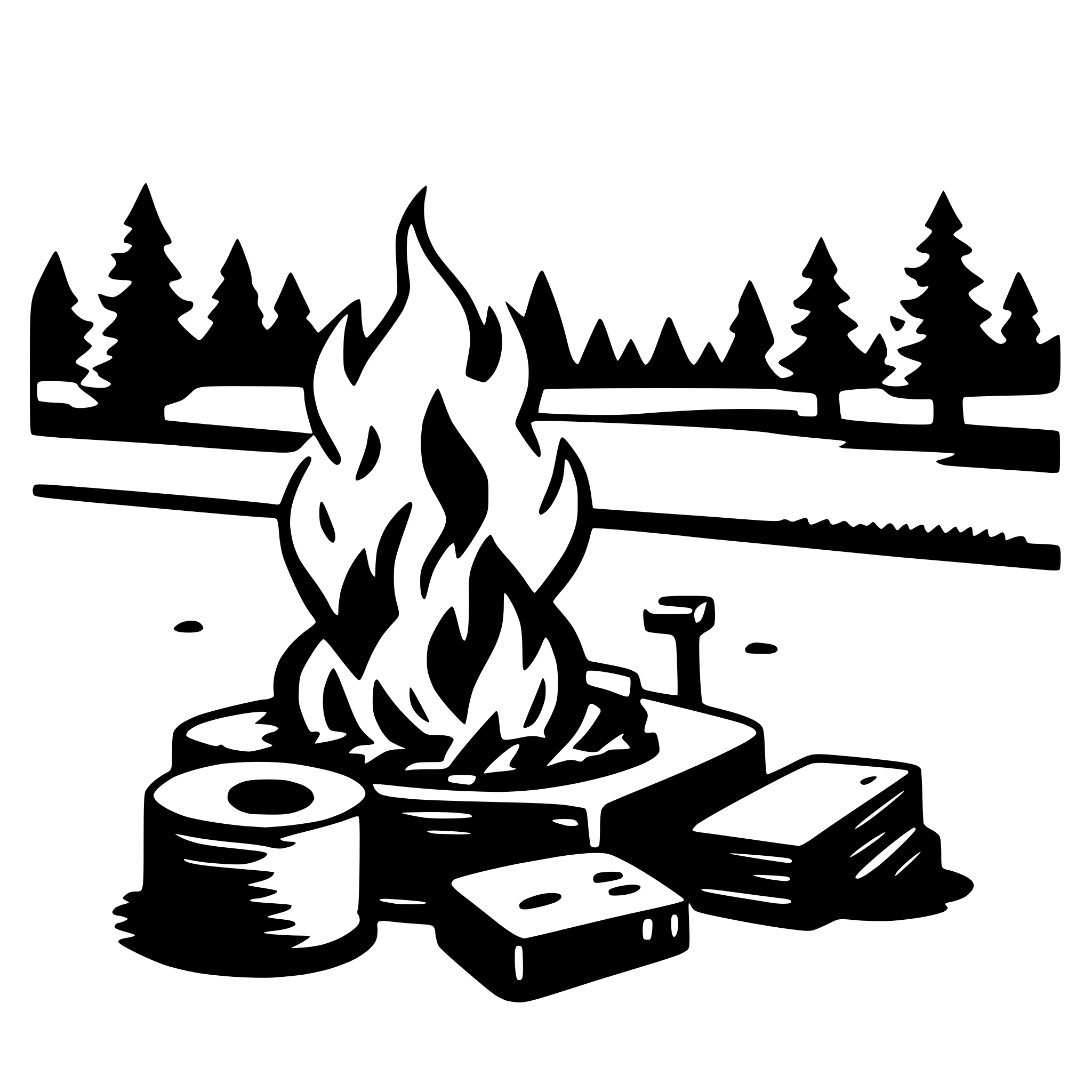 AI-generated SVG of a campfire songs
