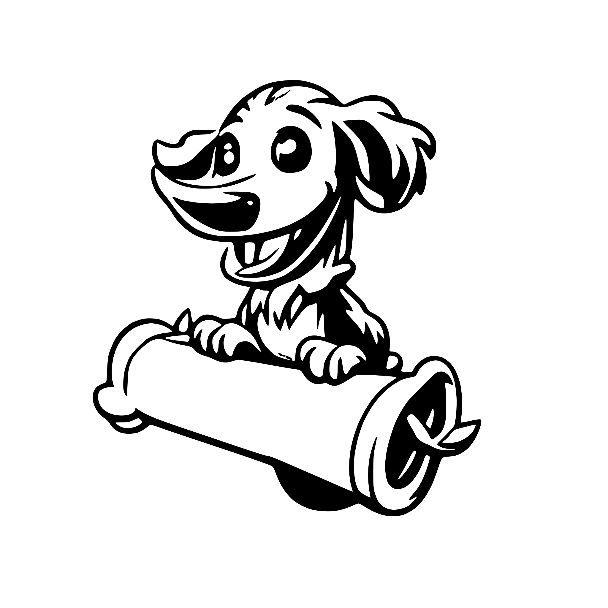 AI-generated SVG of a Happy long cartoon style wired hair dachshund, with a beard, jumping