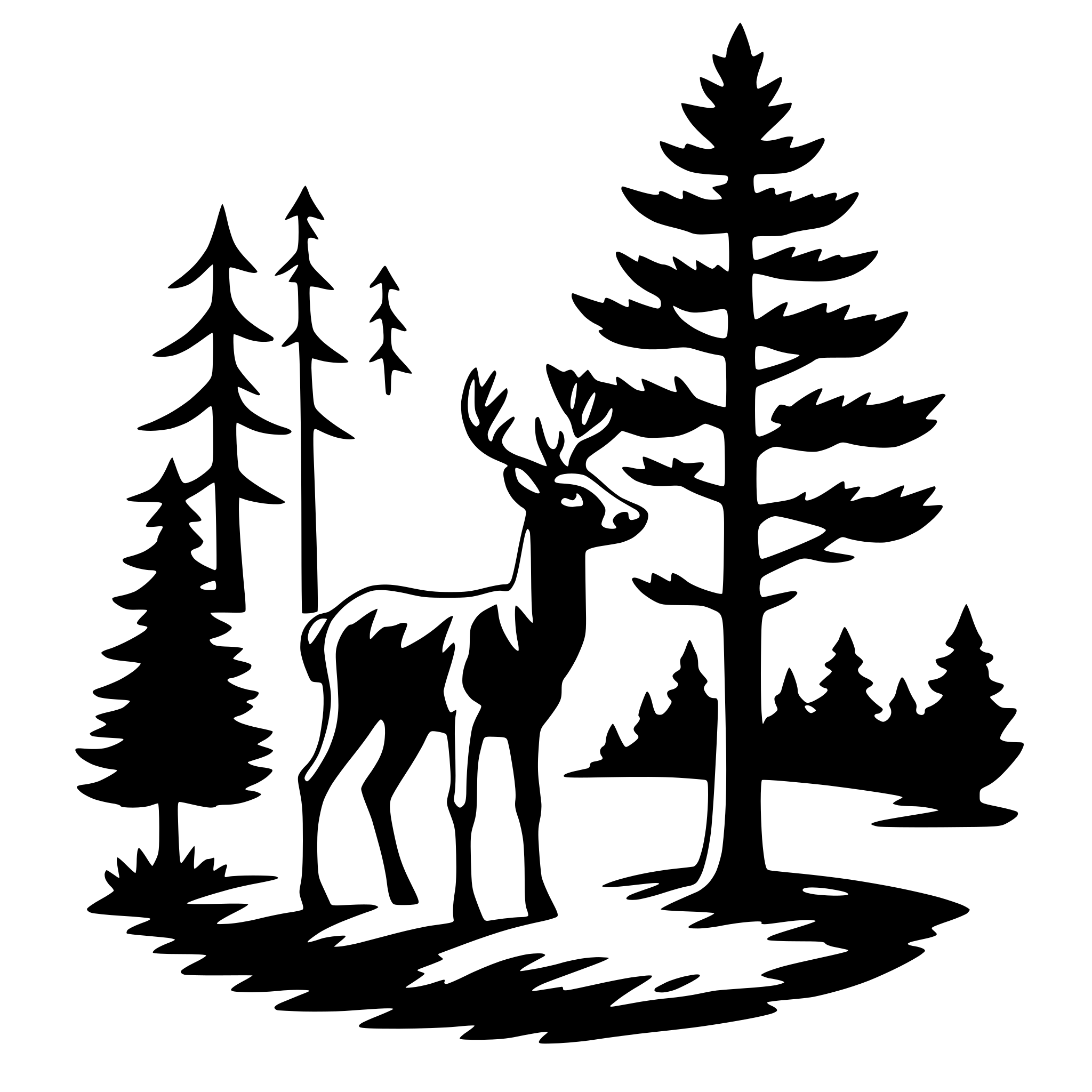 AI-generated SVG of 'pine tree and deer'