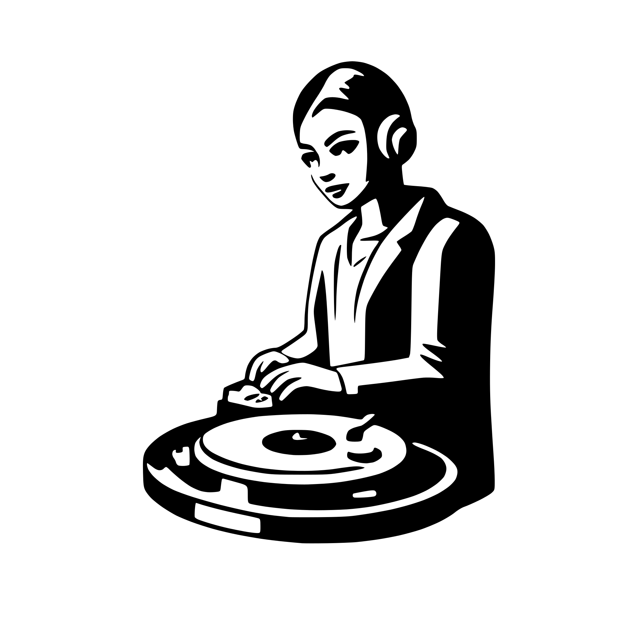 AI-generated SVG of a basic silhouette of a DJ at a turntable