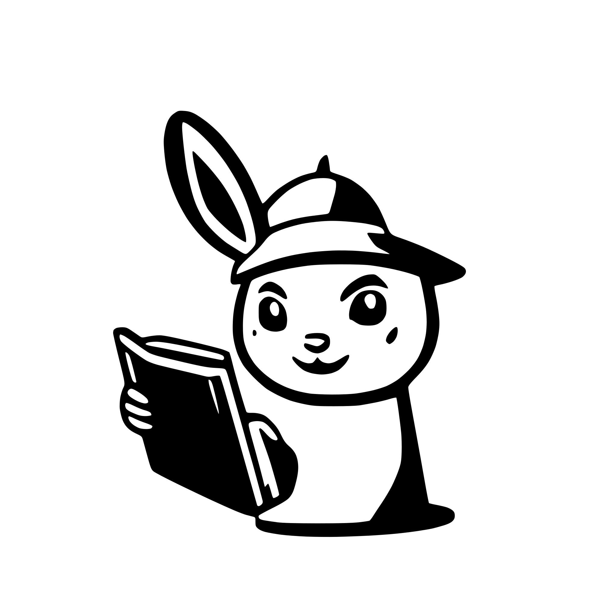 AI-generated SVG of a a bunny reading a long tabloid coming out of a hat