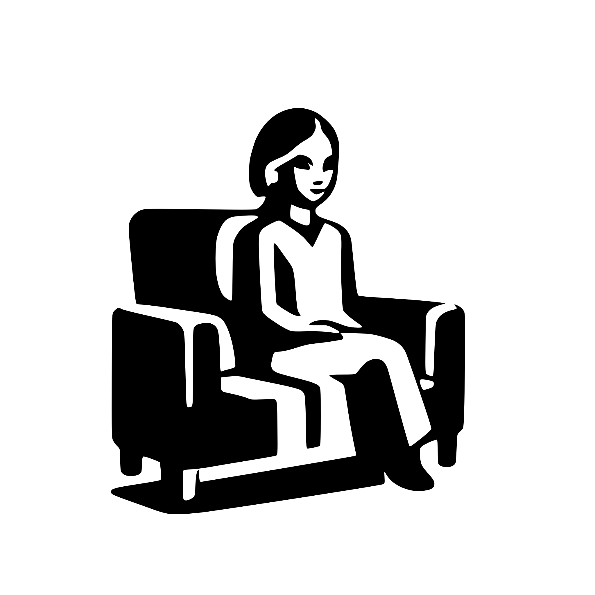 AI-generated SVG of a Silhouette of a person sitting on a sofa. Central point of view. Minimalistic.
