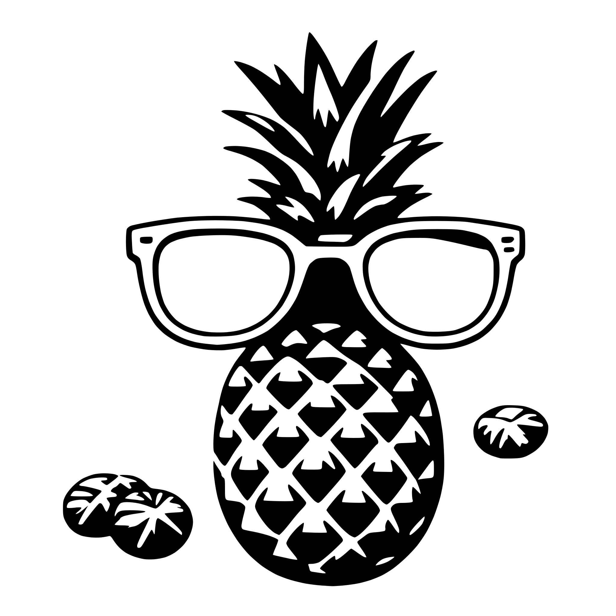 AI-generated SVG of 'pineapple and sunglasses'