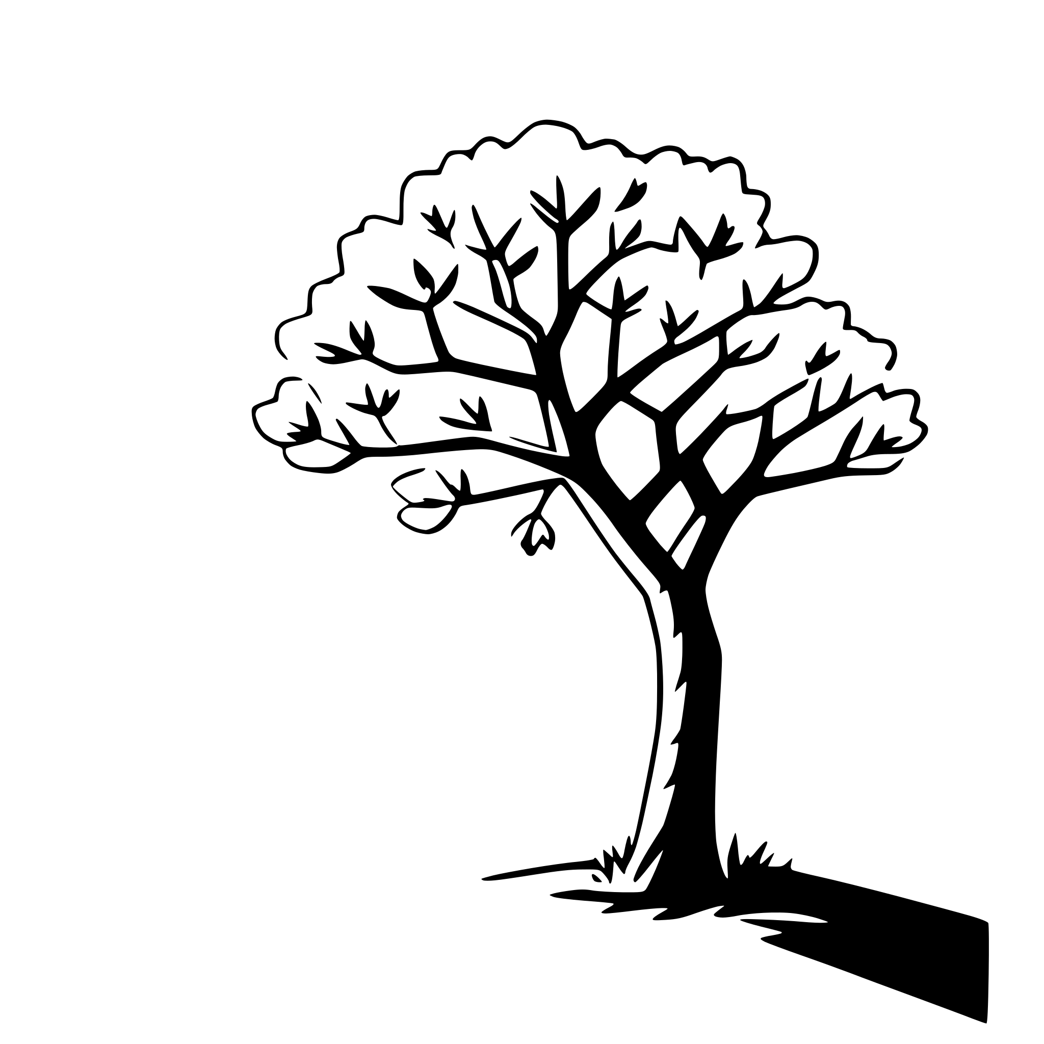 AI-generated SVG of a cherry blossom tree at sunset