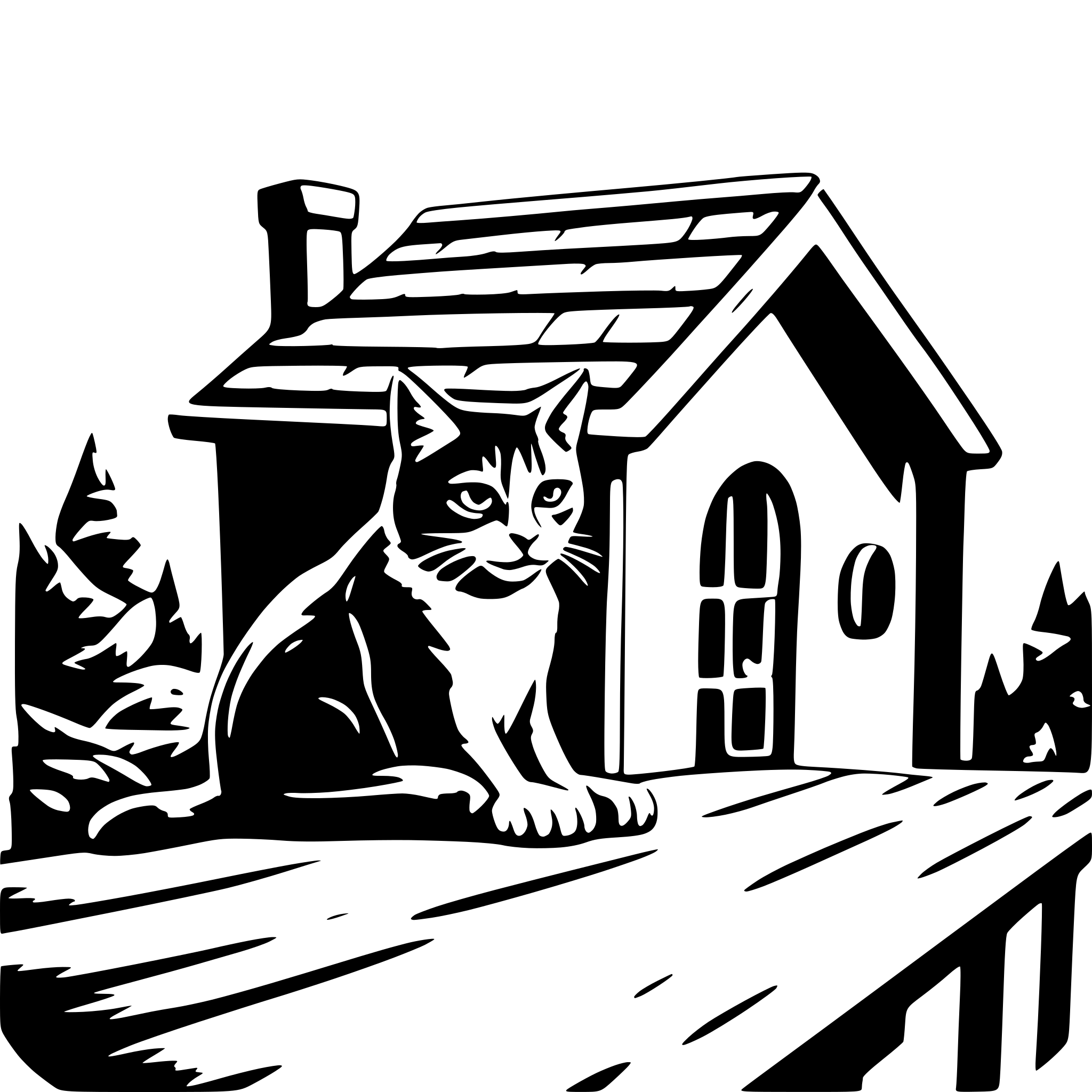 AI-generated SVG of 'cat o a roof'