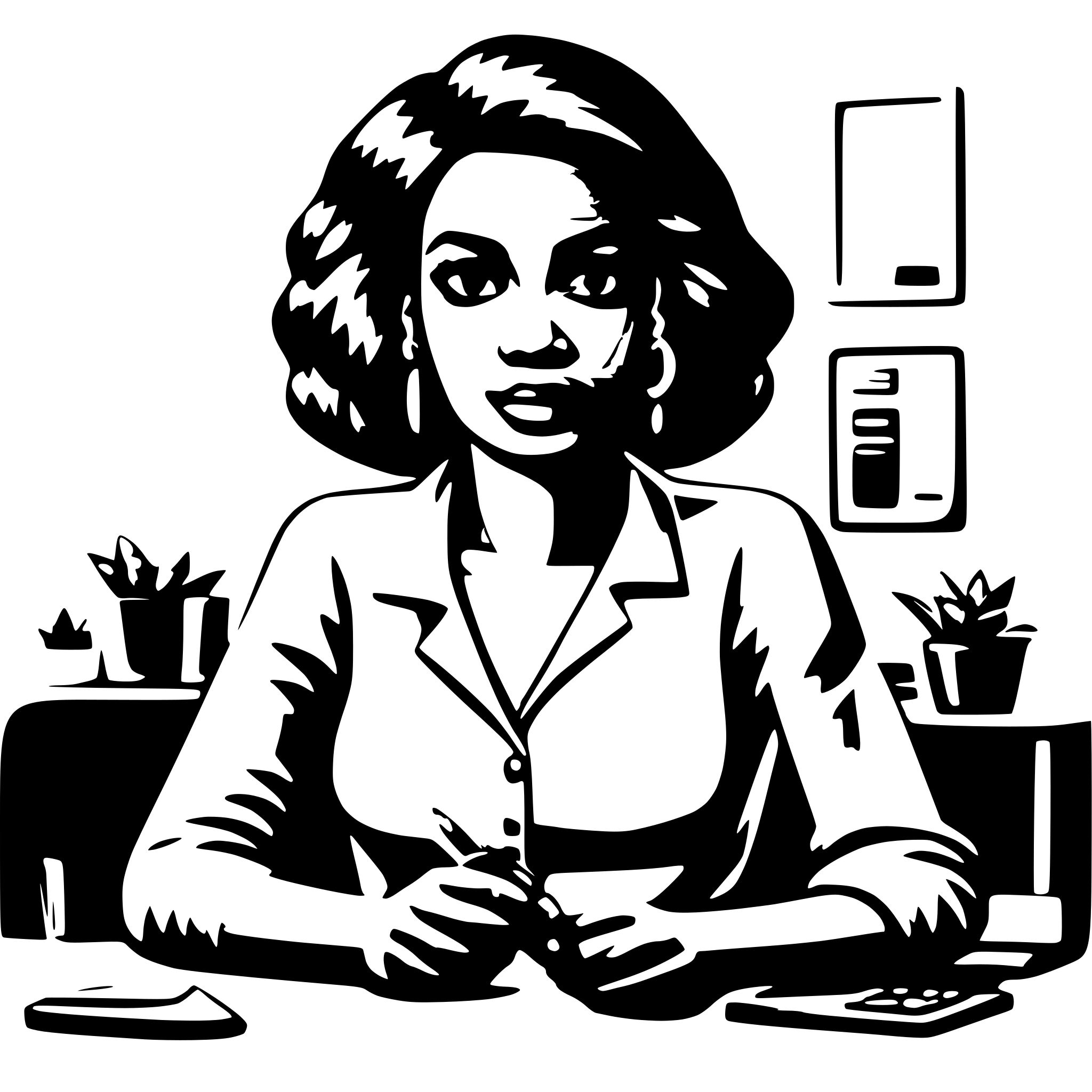 AI-generated SVG of 'black woman working'