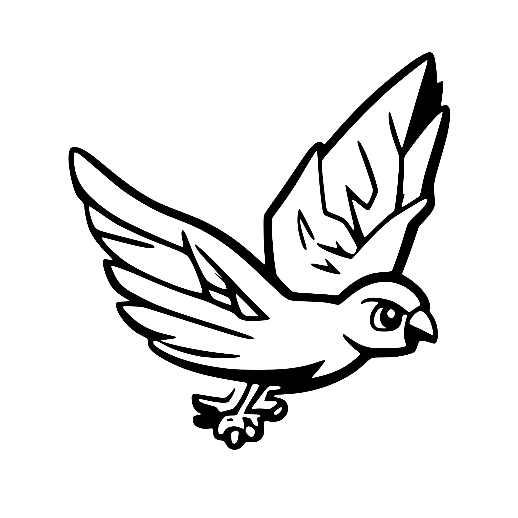 AI-generated SVG of a side profile of a cartoon falcon flying