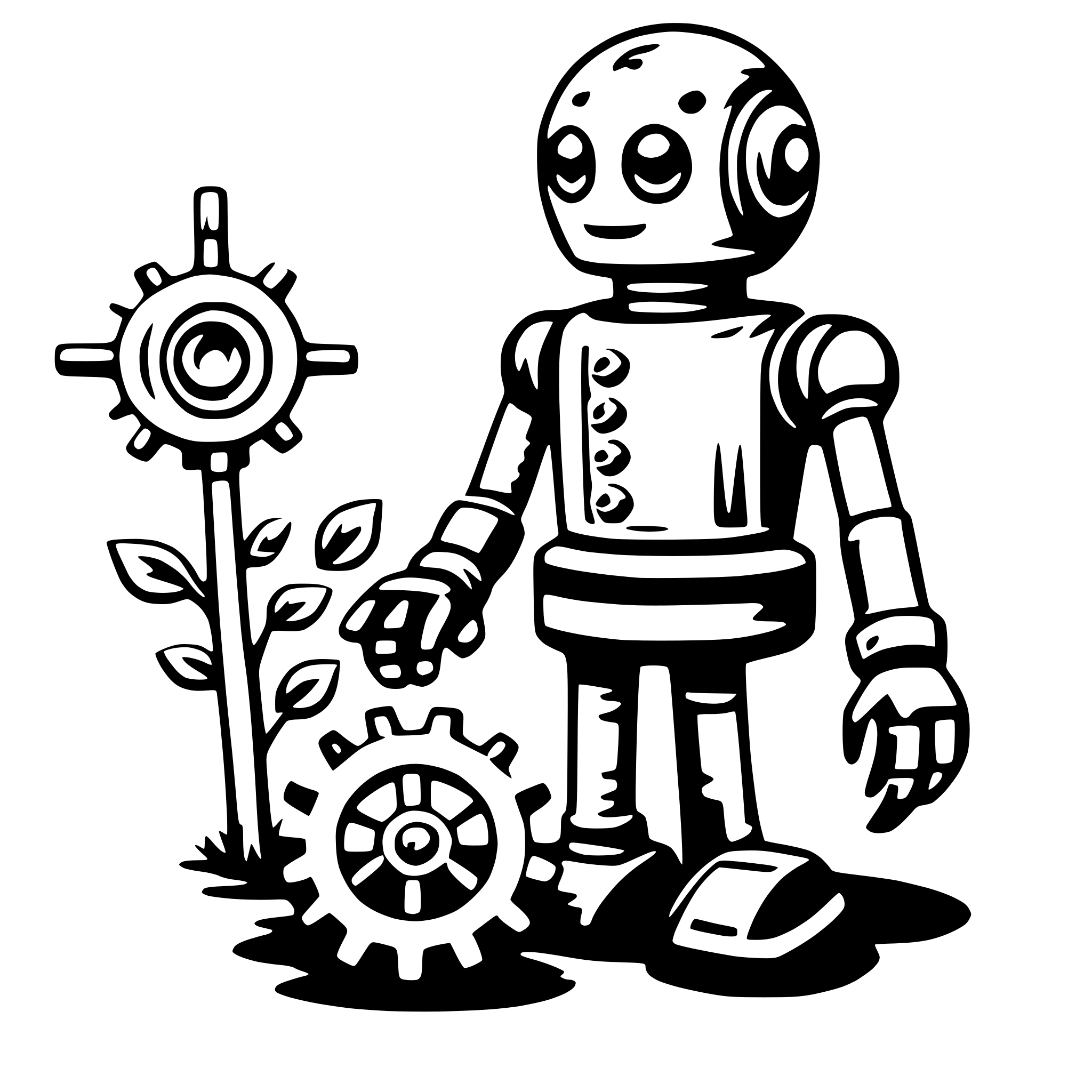 AI-generated SVG of a robot with gears