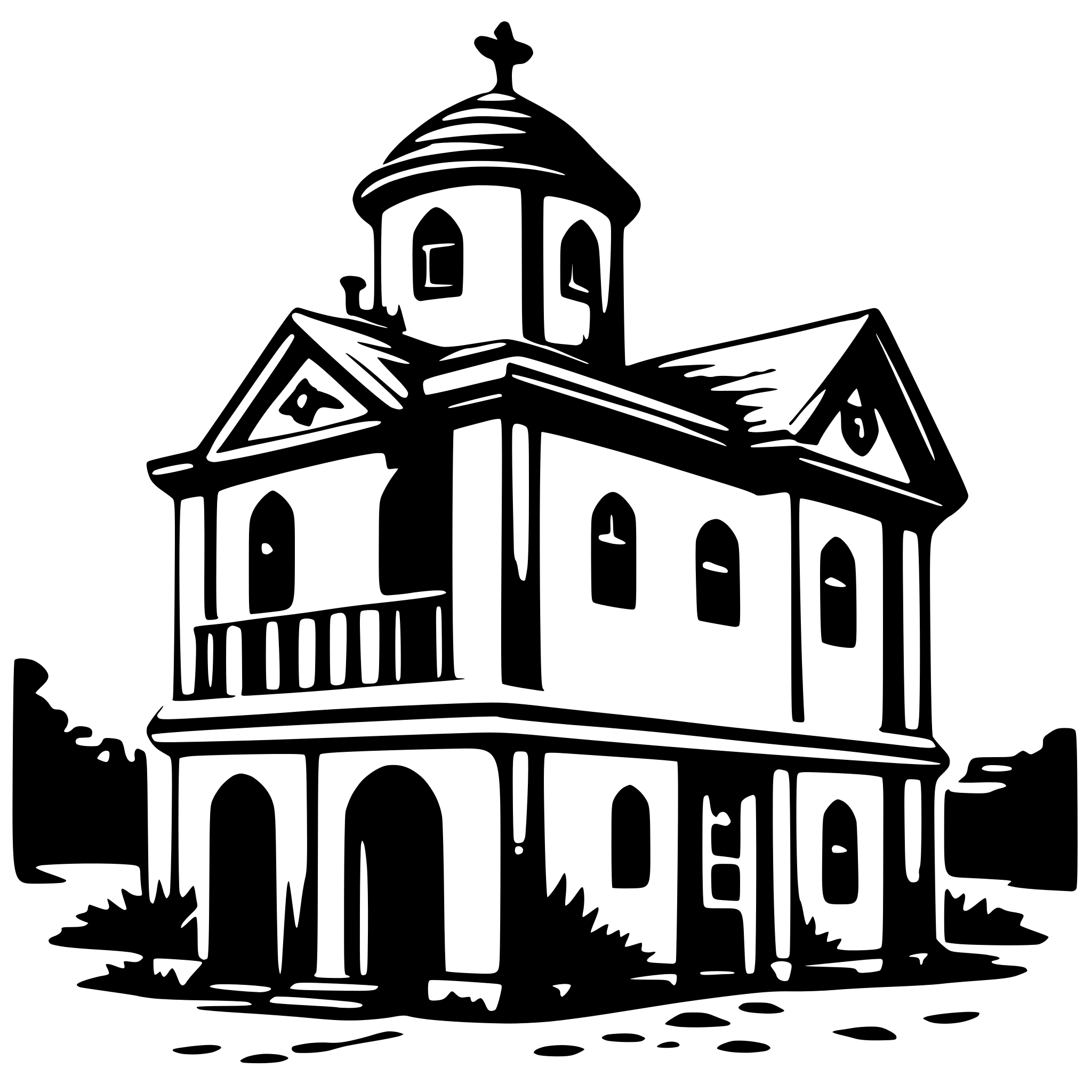 AI-generated SVG of a old apocolyptic building