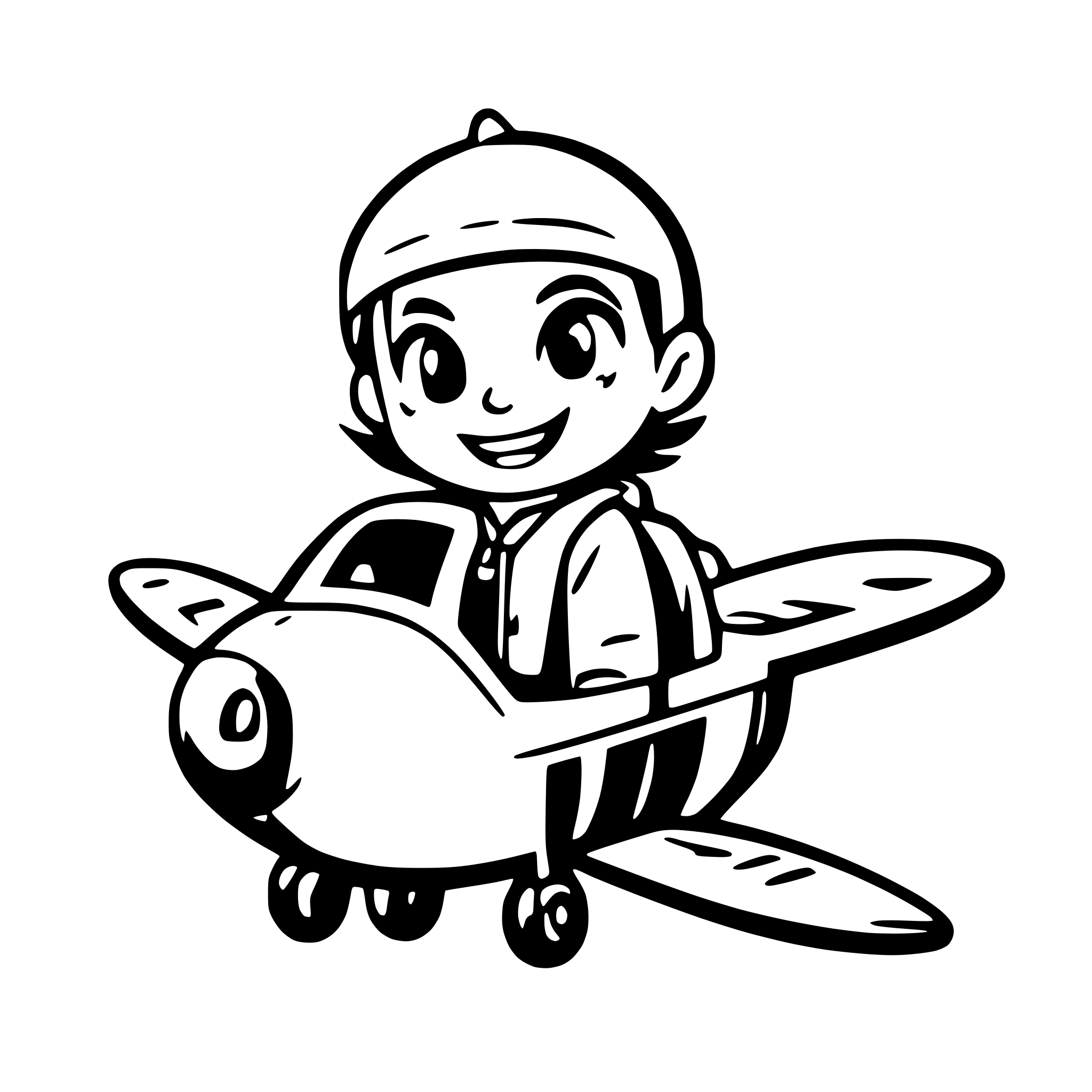 AI-generated SVG of a a cute boy in a plane