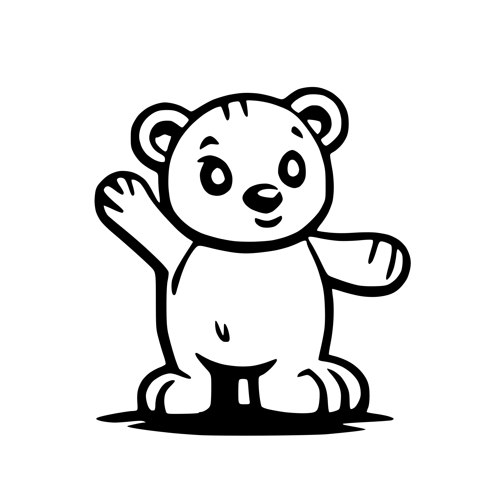 AI-generated SVG of a Paint a light brown friendly looking teddy bear, waving with the right arm.