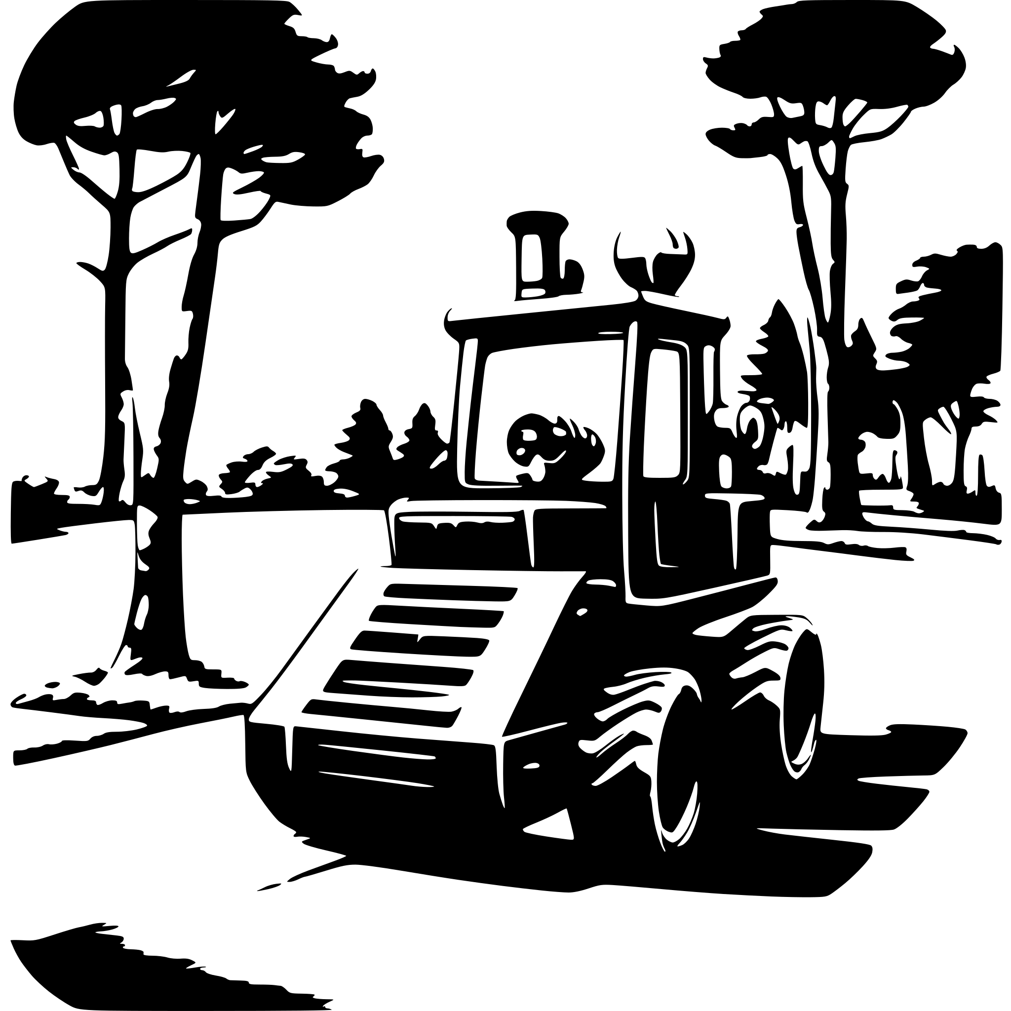 AI-generated SVG of a funny e1250C asphalt machine in the end of a road