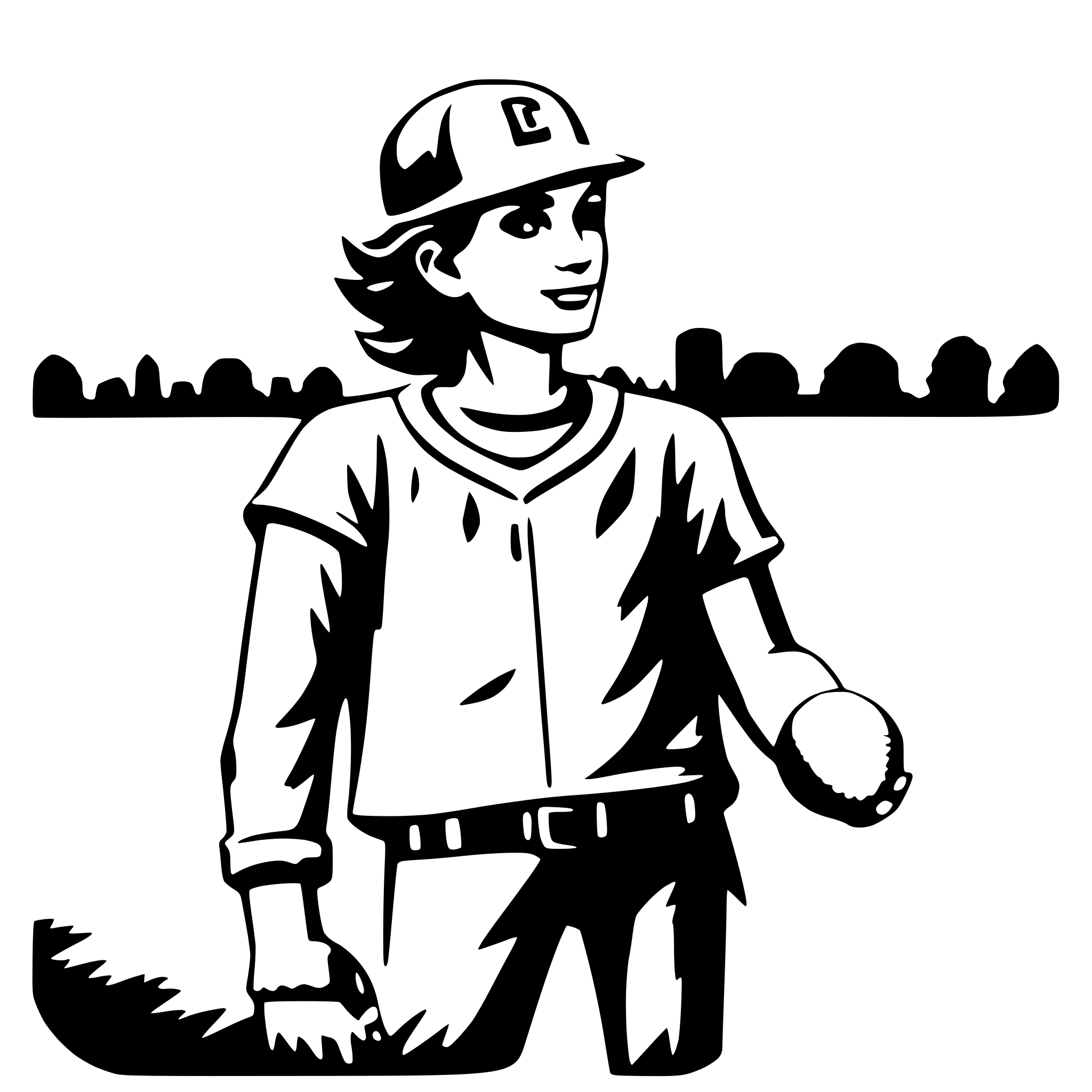 AI-generated SVG of a baseball player in the outfield 3/4 top view
