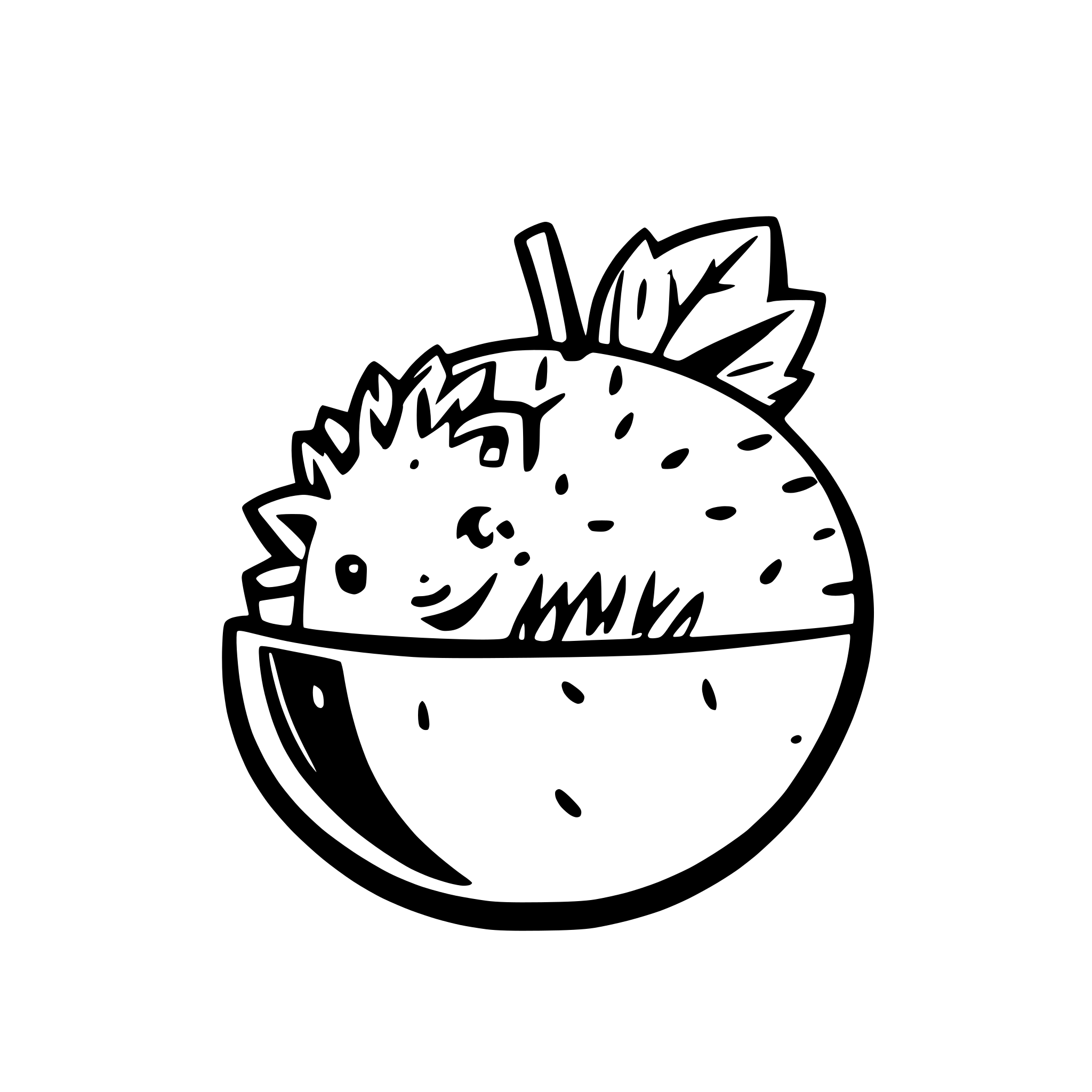 AI-generated SVG of a Create a color image of a hedgehog with green needles, on the back of a red apple