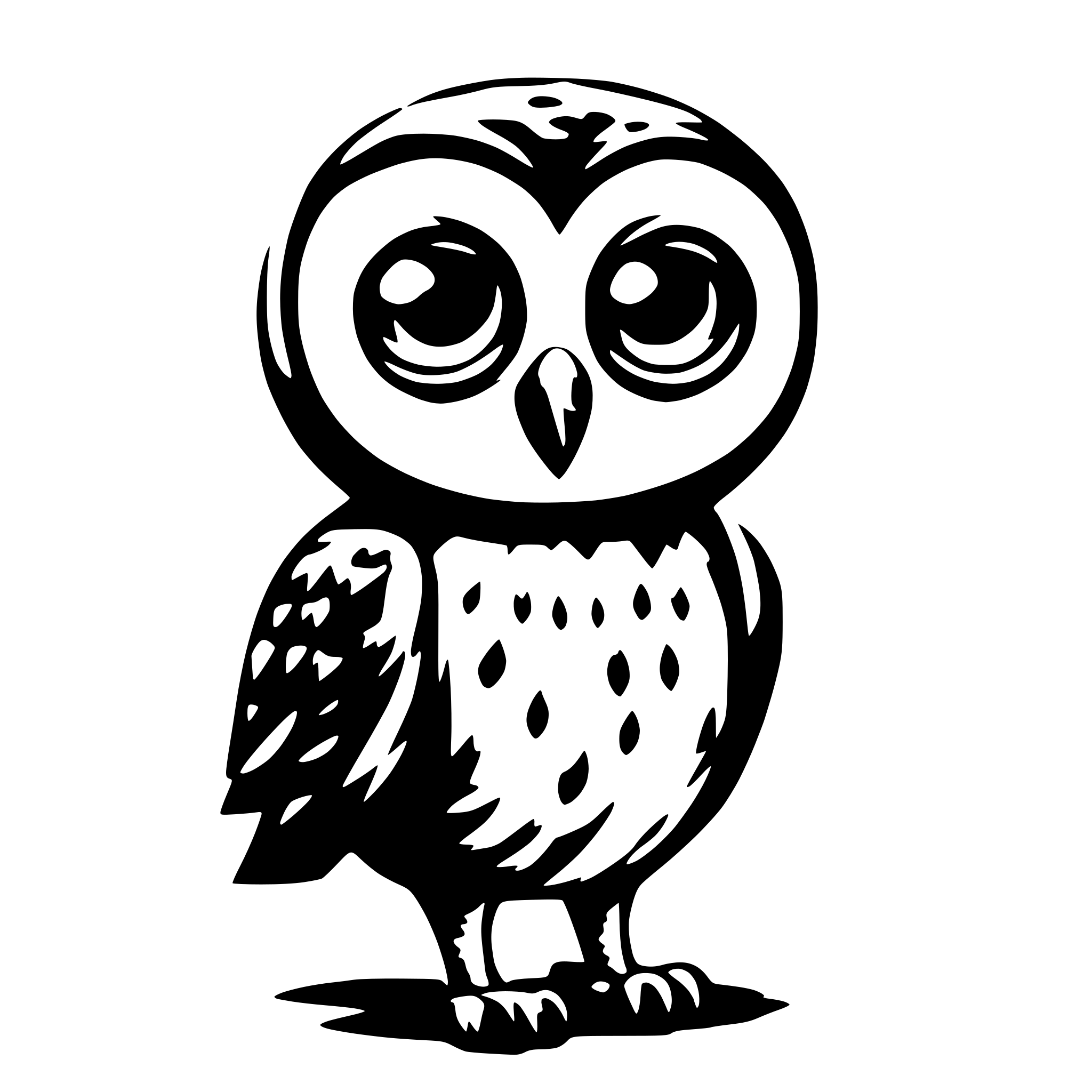 AI-generated SVG of a an owl with big eyes , confused and stunned