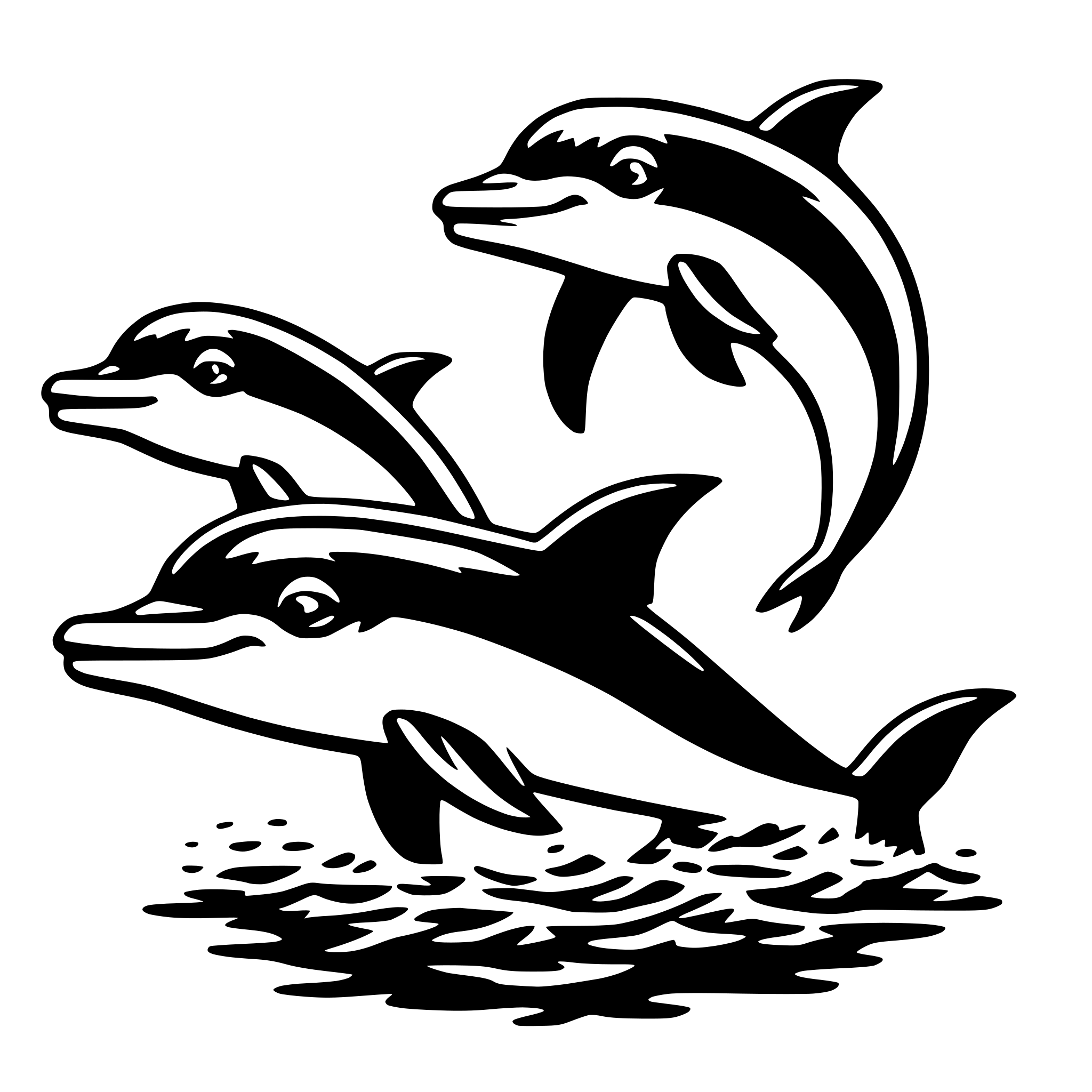 AI-generated SVG of a dolphin pod