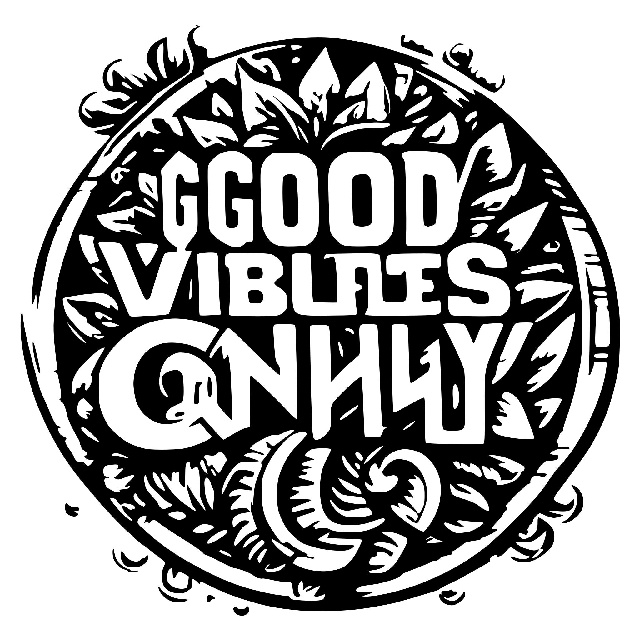 AI-generated SVG of 'Good Vibes only'