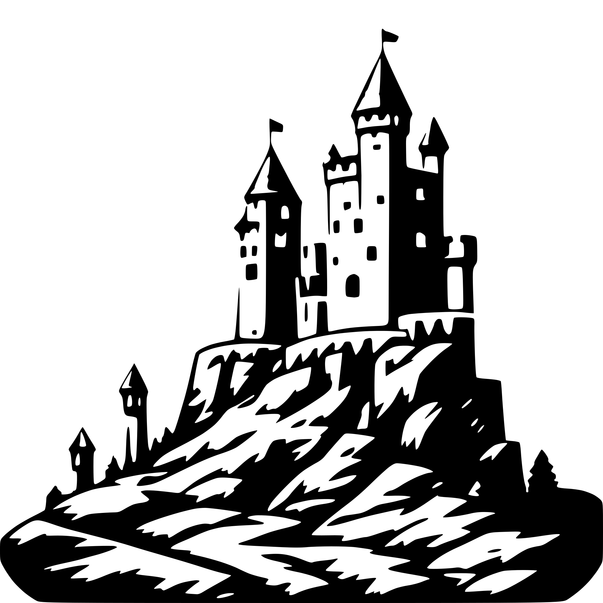 AI-generated SVG of a 2d simple castle wall and 3 towers on a cliff AI-generated SVG of a 2d simple castle wall and 3 towers on a cliff