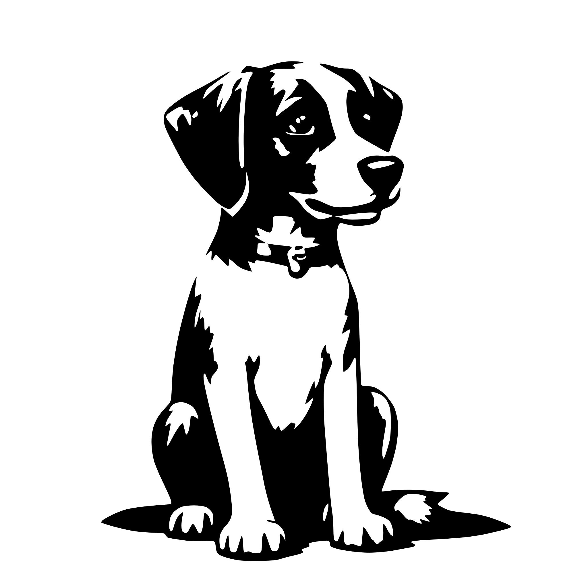 AI-generated SVG of 'dog with pointing ears sitting and looking up'