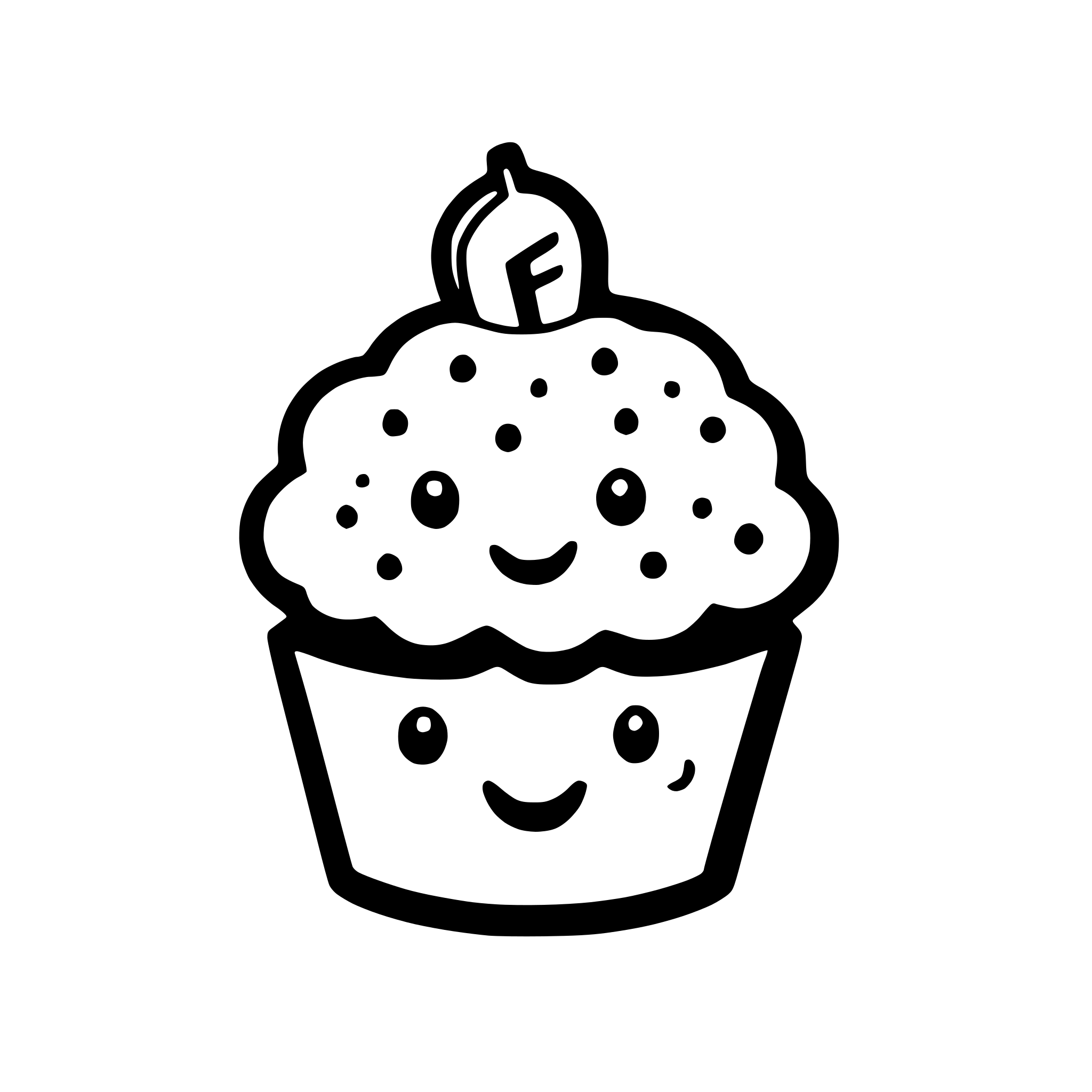 AI-generated SVG of a a cupcake with sprinkles and a smiley face