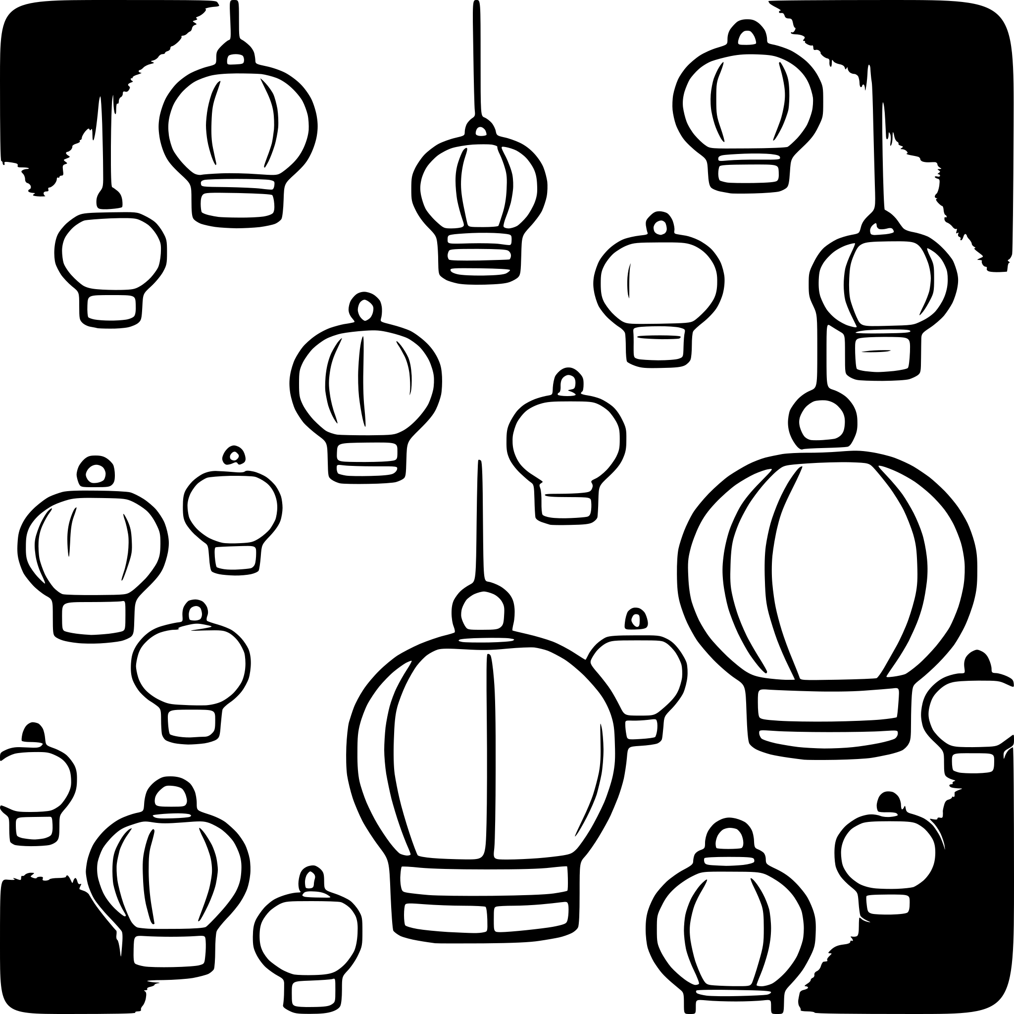 AI-generated SVG of a lanterns floating in night sky