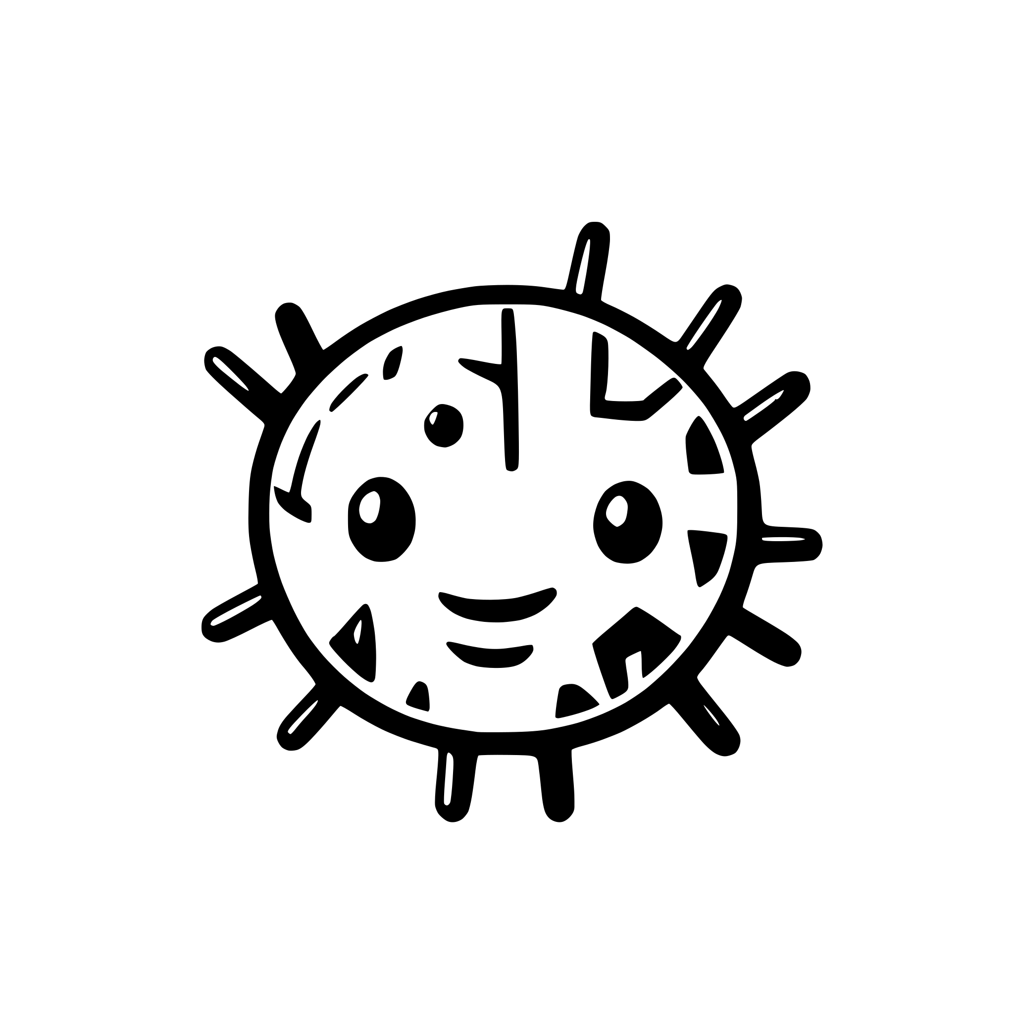 AI-generated SVG of a a neuron cell with smile as AI bot icon
