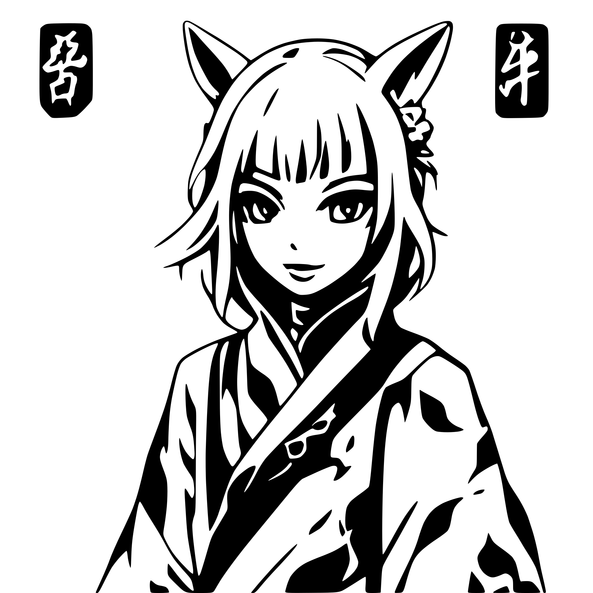 AI-generated SVG of a Kabuki-kitsune dark ninja