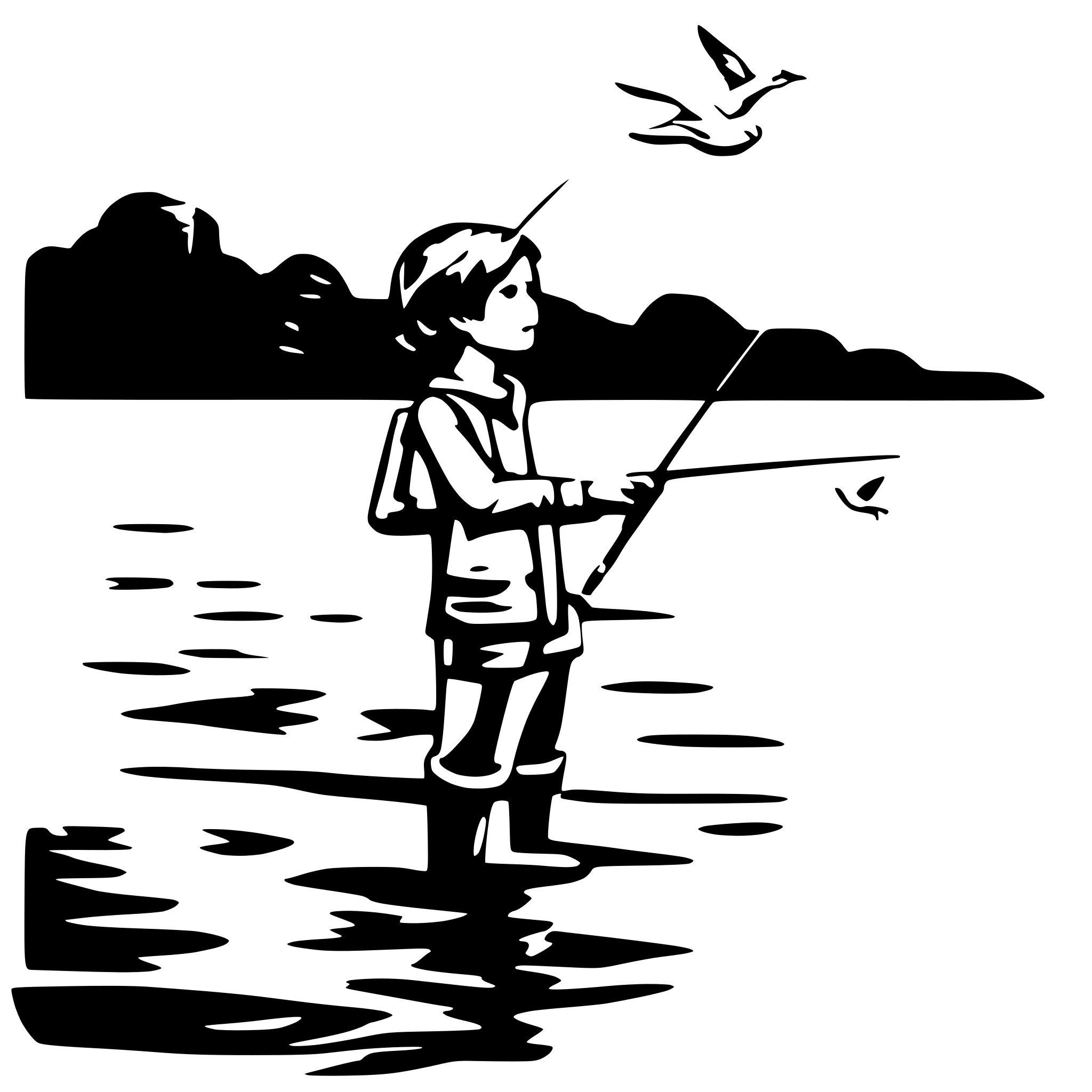 AI-generated SVG of 'boy fishing, seagull,'