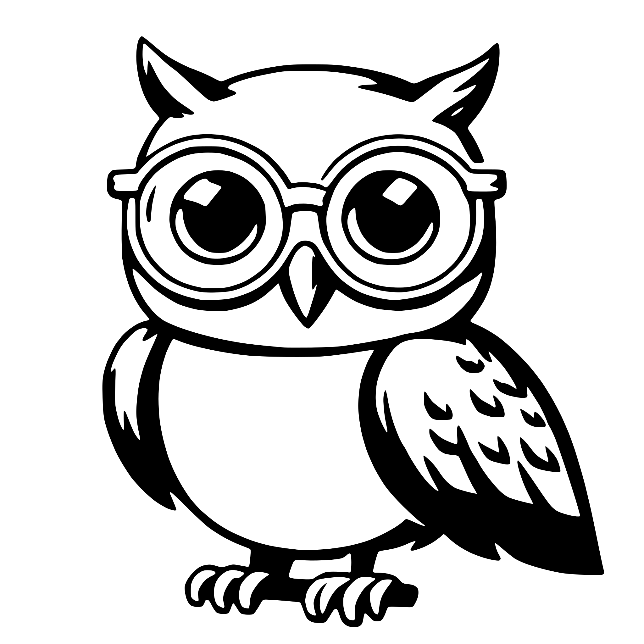 AI-generated SVG of 'owl in glasses'