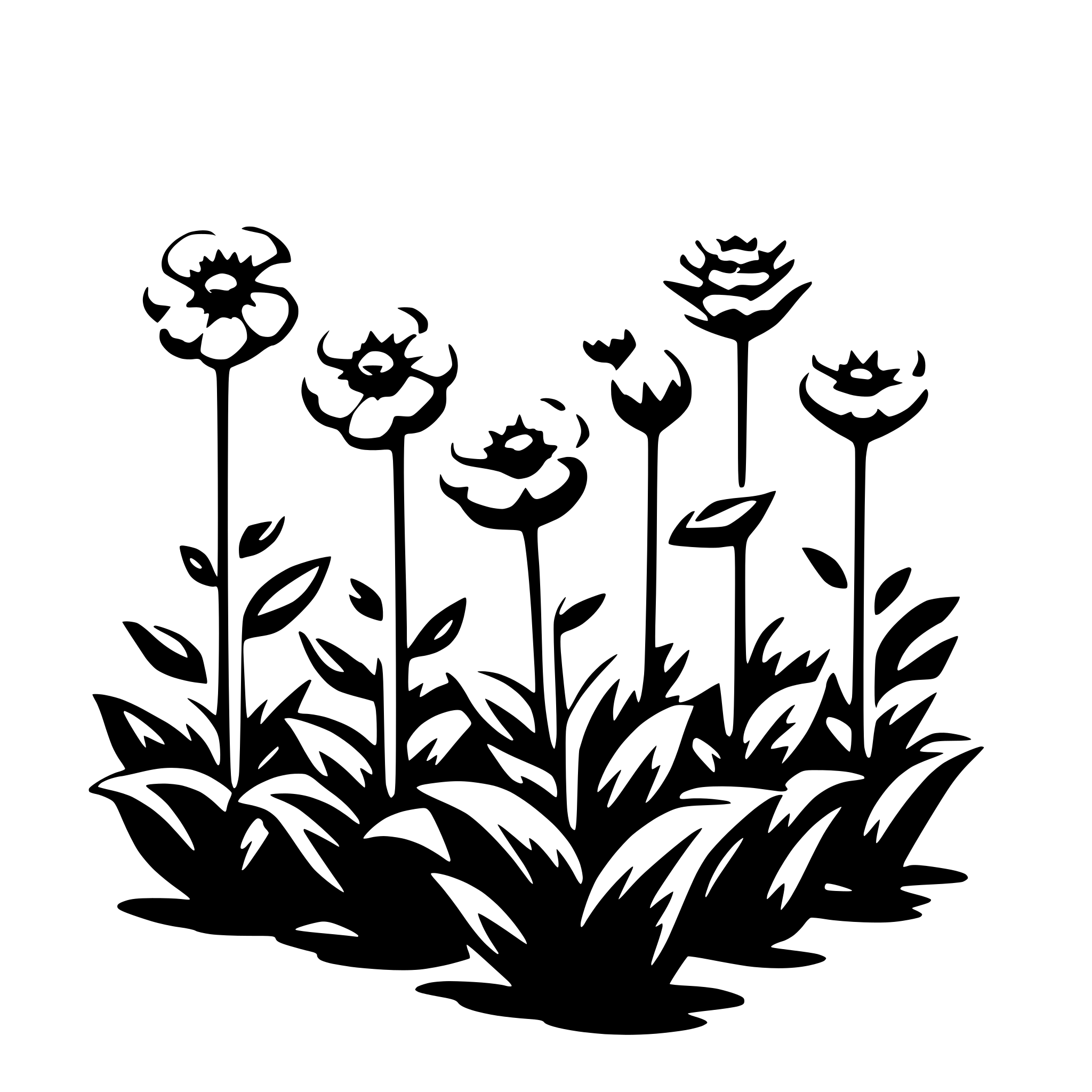 AI-generated SVG of 'flower in a row'